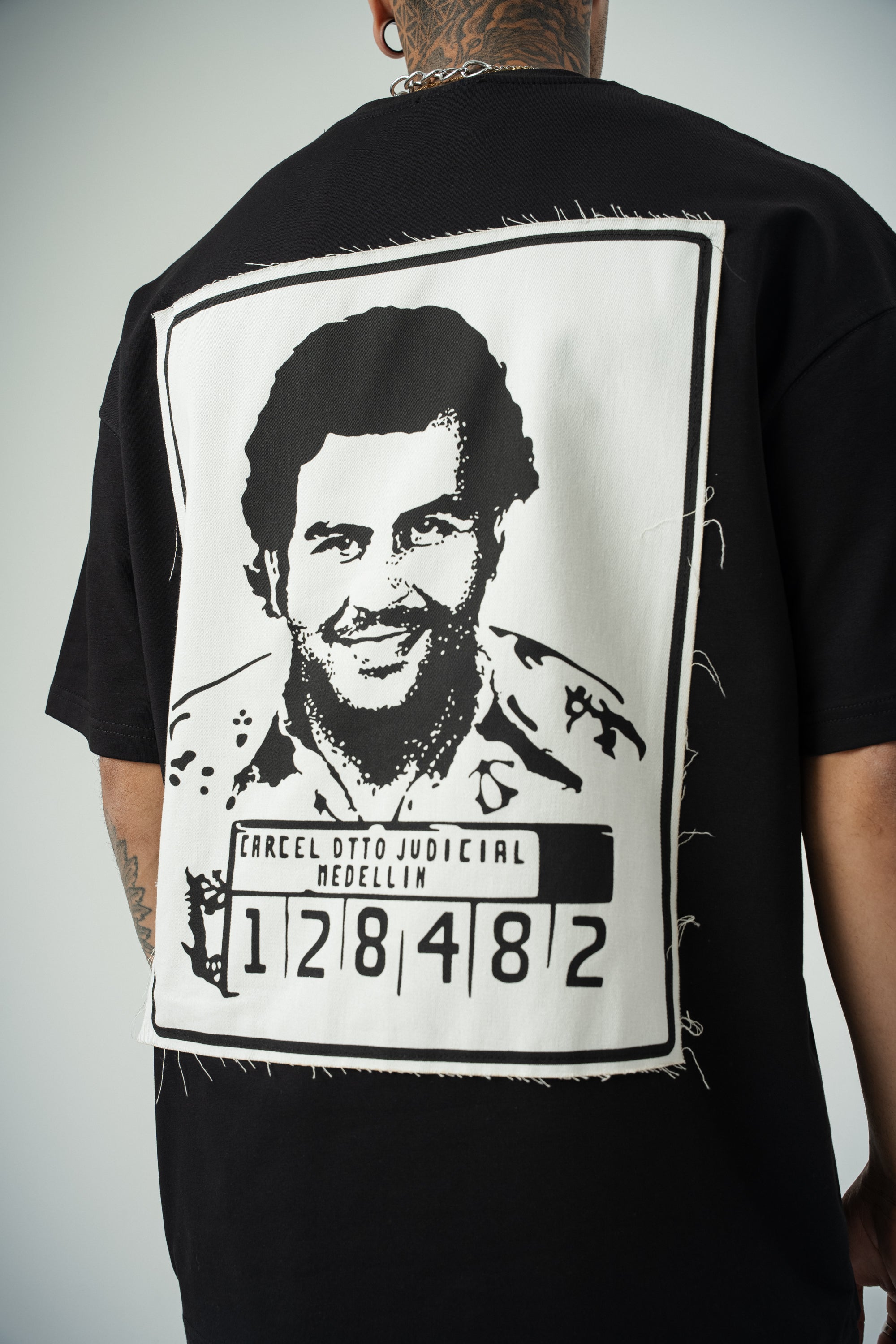 Pablo Escobar Baskılı Siyah Oversize T-Shirt