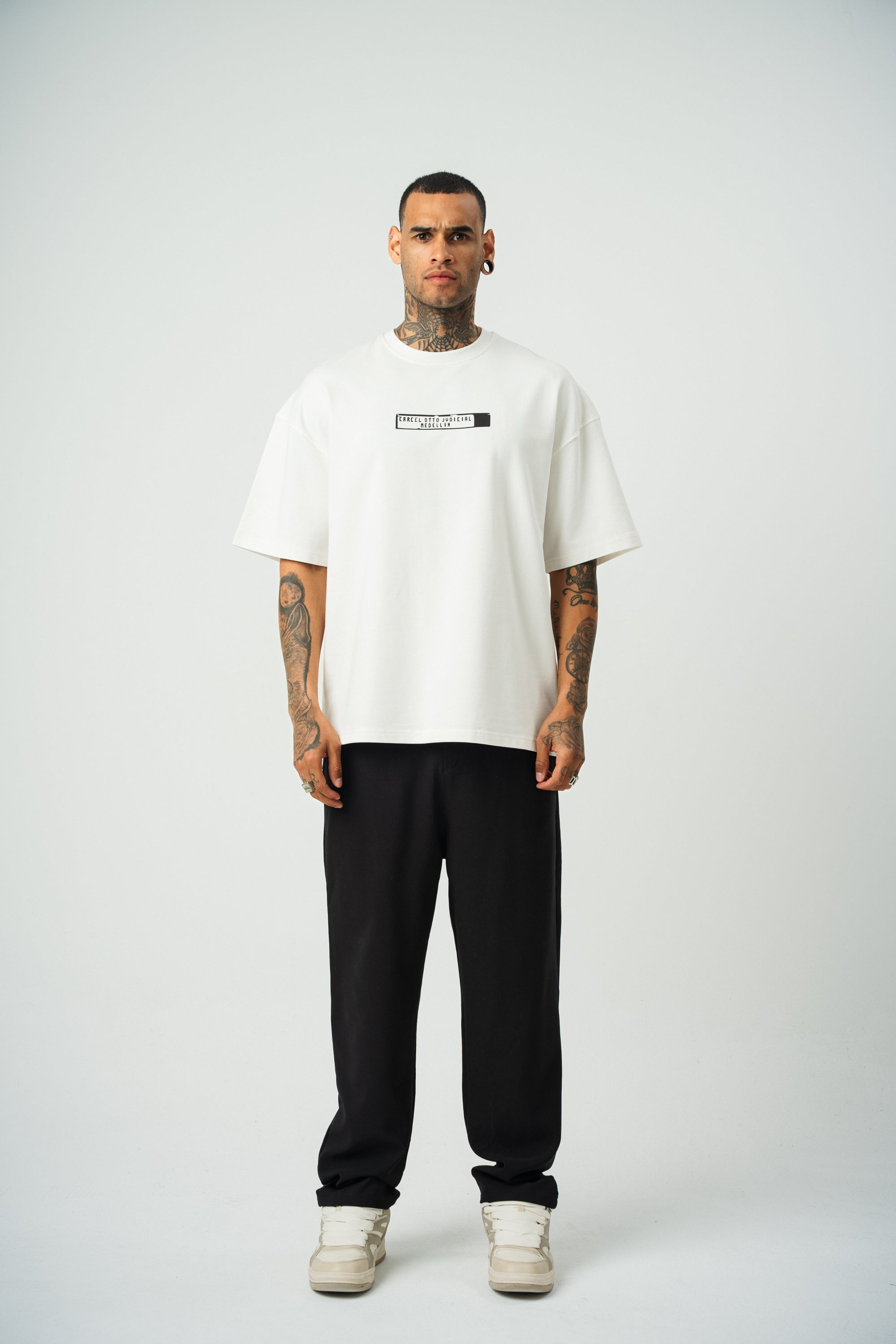 Pablo Escobar Baskılı Beyaz Oversize T-Shirt