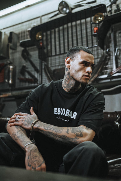 Escobar Patch Baskılı Oversize Siyah T-Shirt