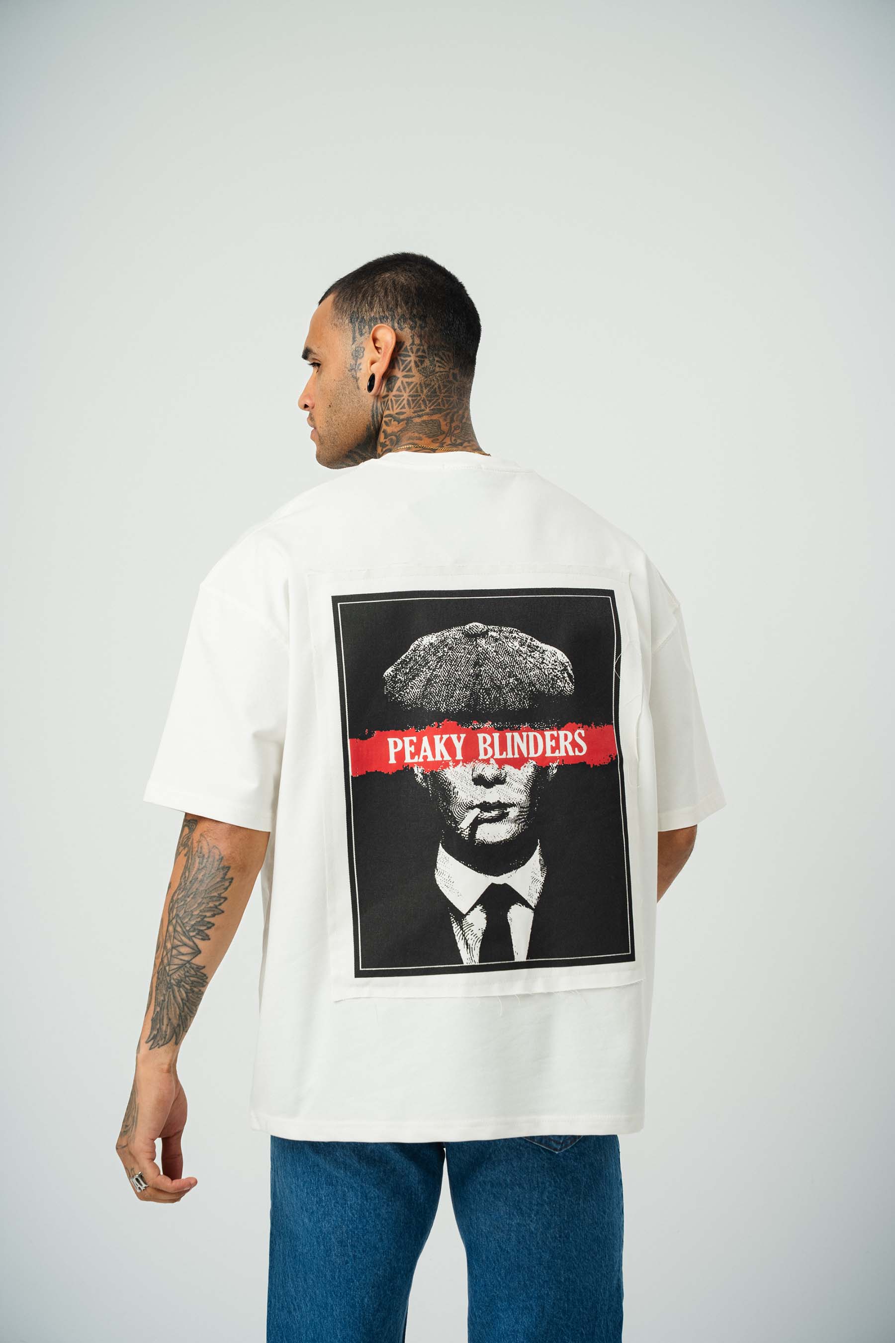 Peaky Blinders Baskılı Beyaz Oversize T-Shirt