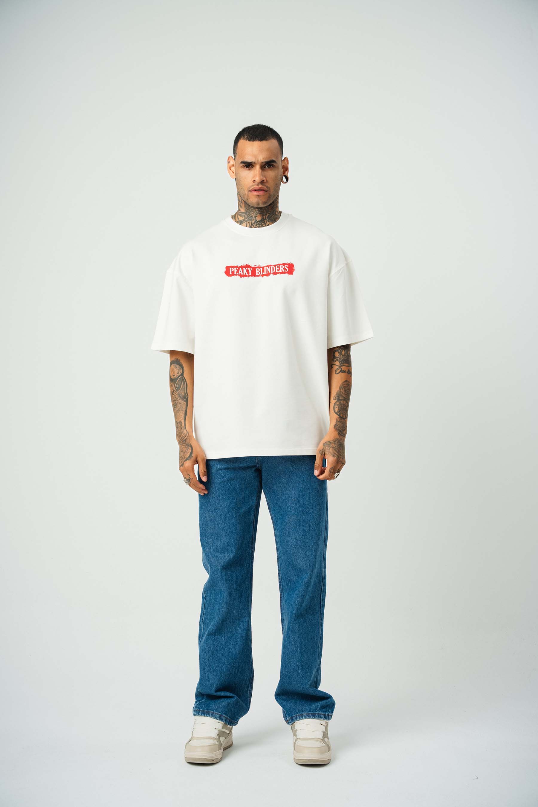 Peaky Blinders Baskılı Beyaz Oversize T-Shirt
