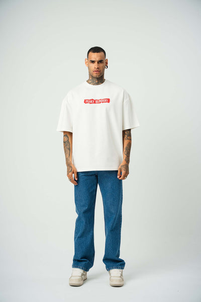 Peaky Blinders Baskılı Beyaz Oversize T-Shirt