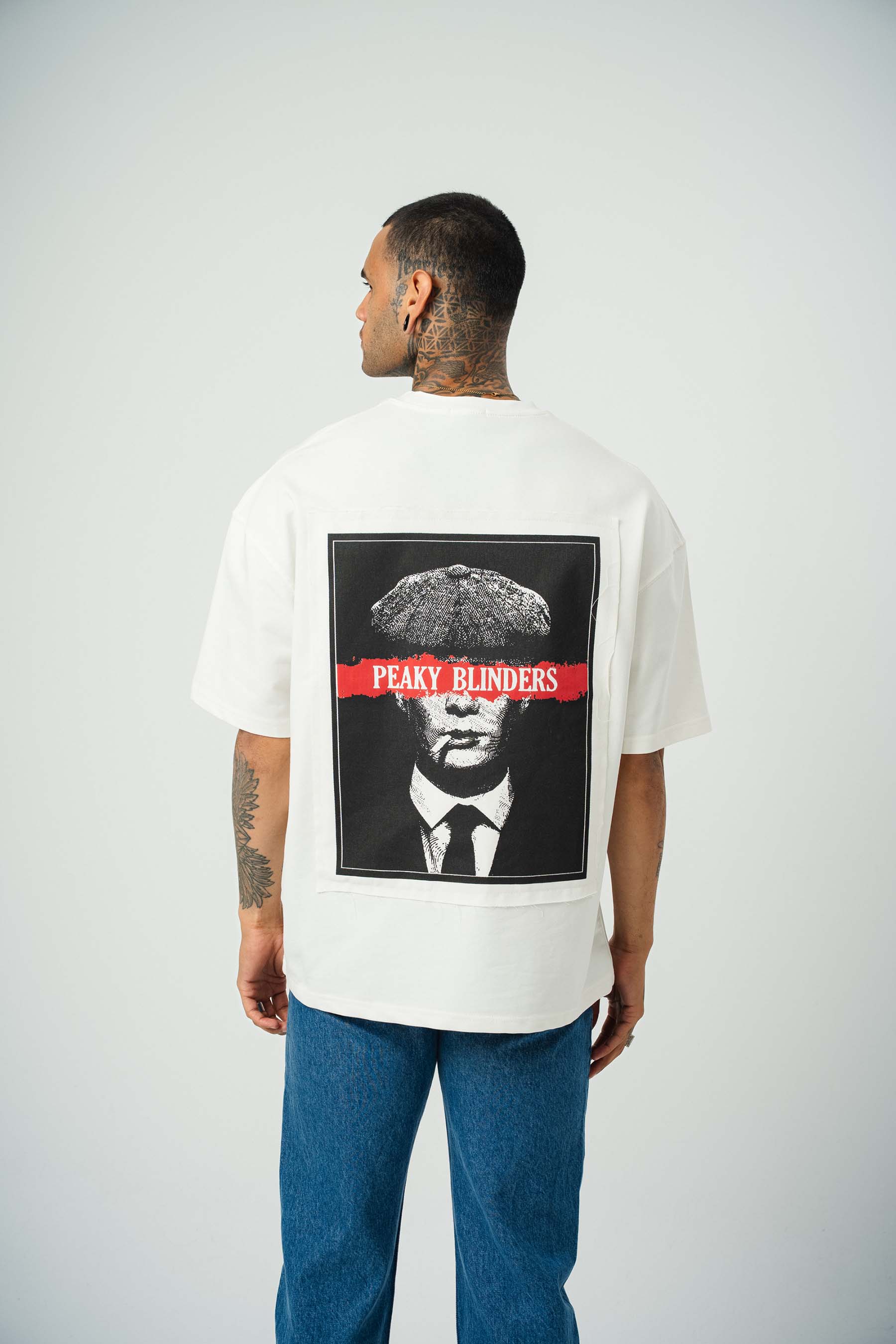 Peaky Blinders Baskılı Beyaz Oversize T-Shirt