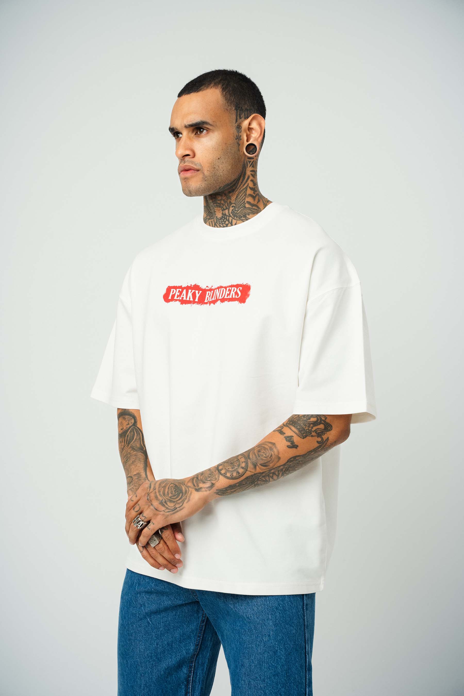 Peaky Blinders Baskılı Beyaz Oversize T-Shirt