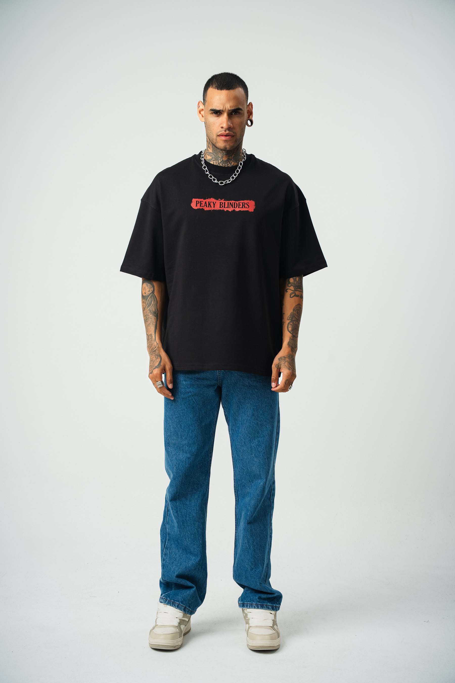 Peaky Blinders Baskılı Siyah Oversize T-Shirt