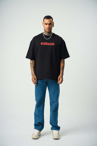Peaky Blinders Baskılı Siyah Oversize T-Shirt
