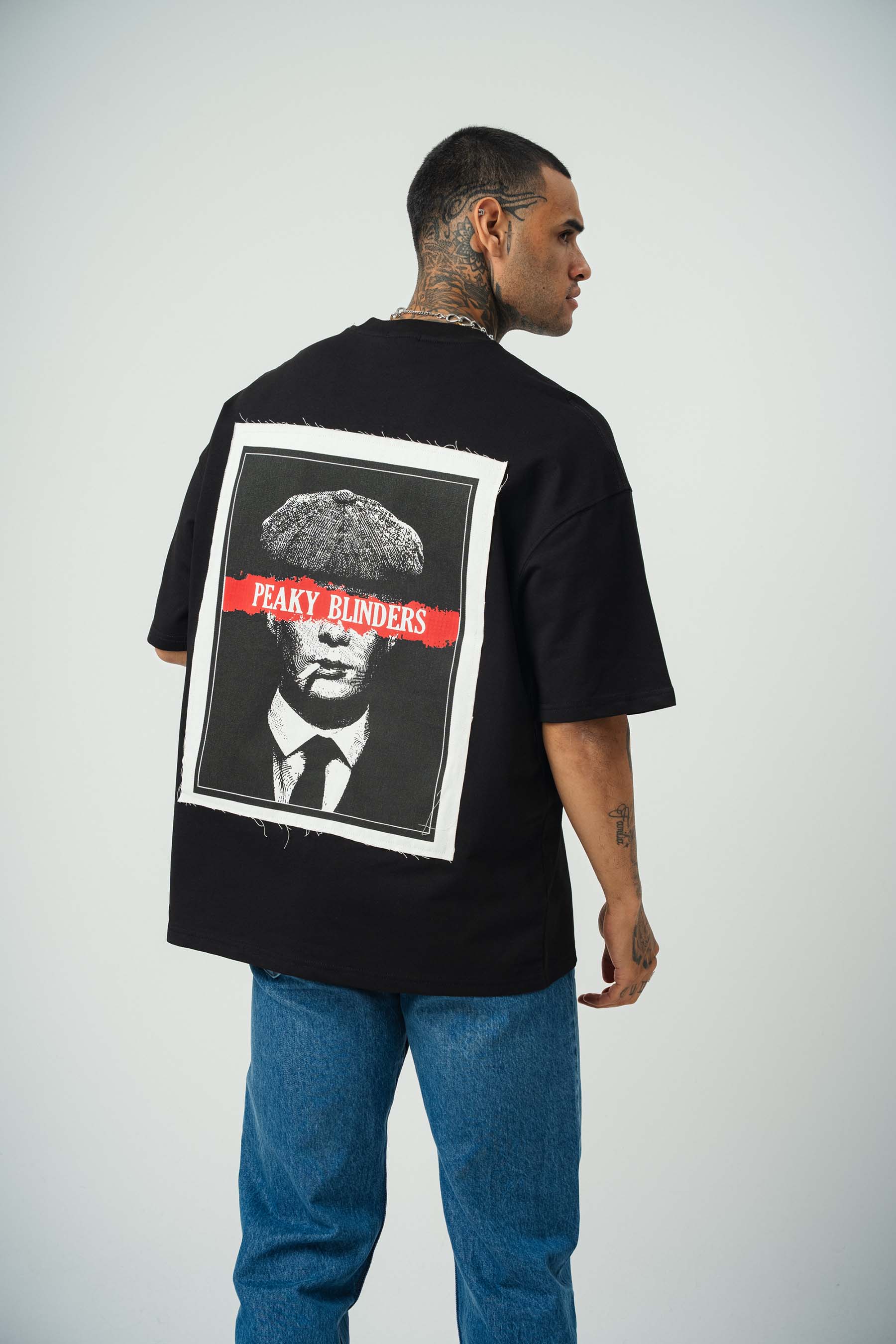 Peaky Blinders Baskılı Siyah Oversize T-Shirt