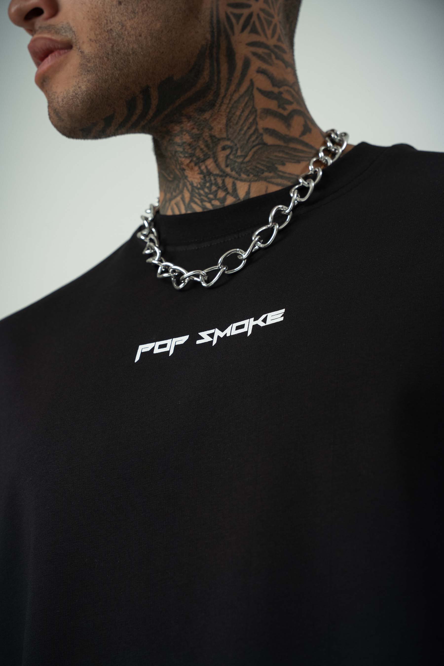 Pop Smoke Baskılı Siyah Oversize T-Shirt
