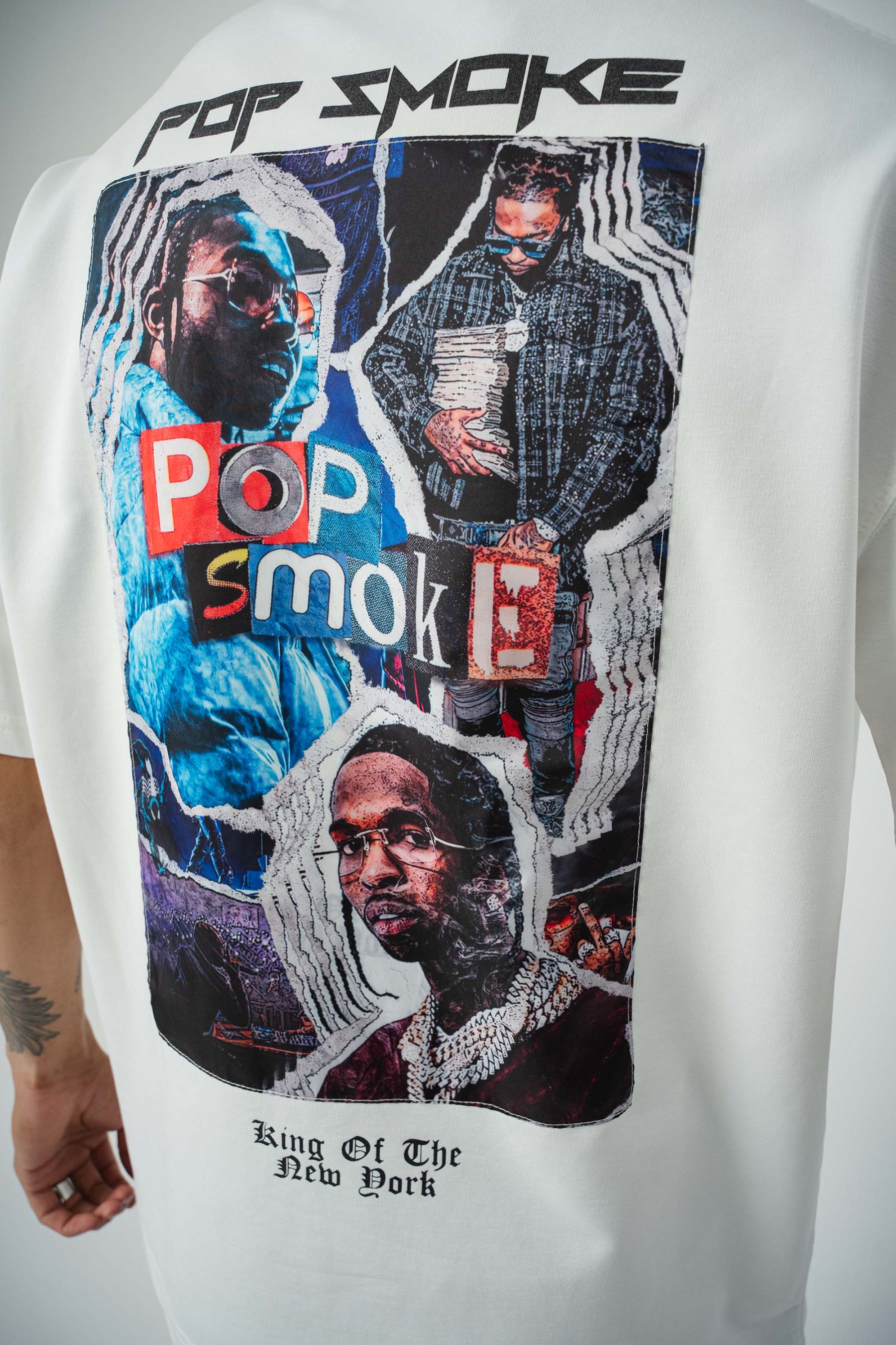 Pop Smoke Baskılı Beyaz Oversize T-Shirt