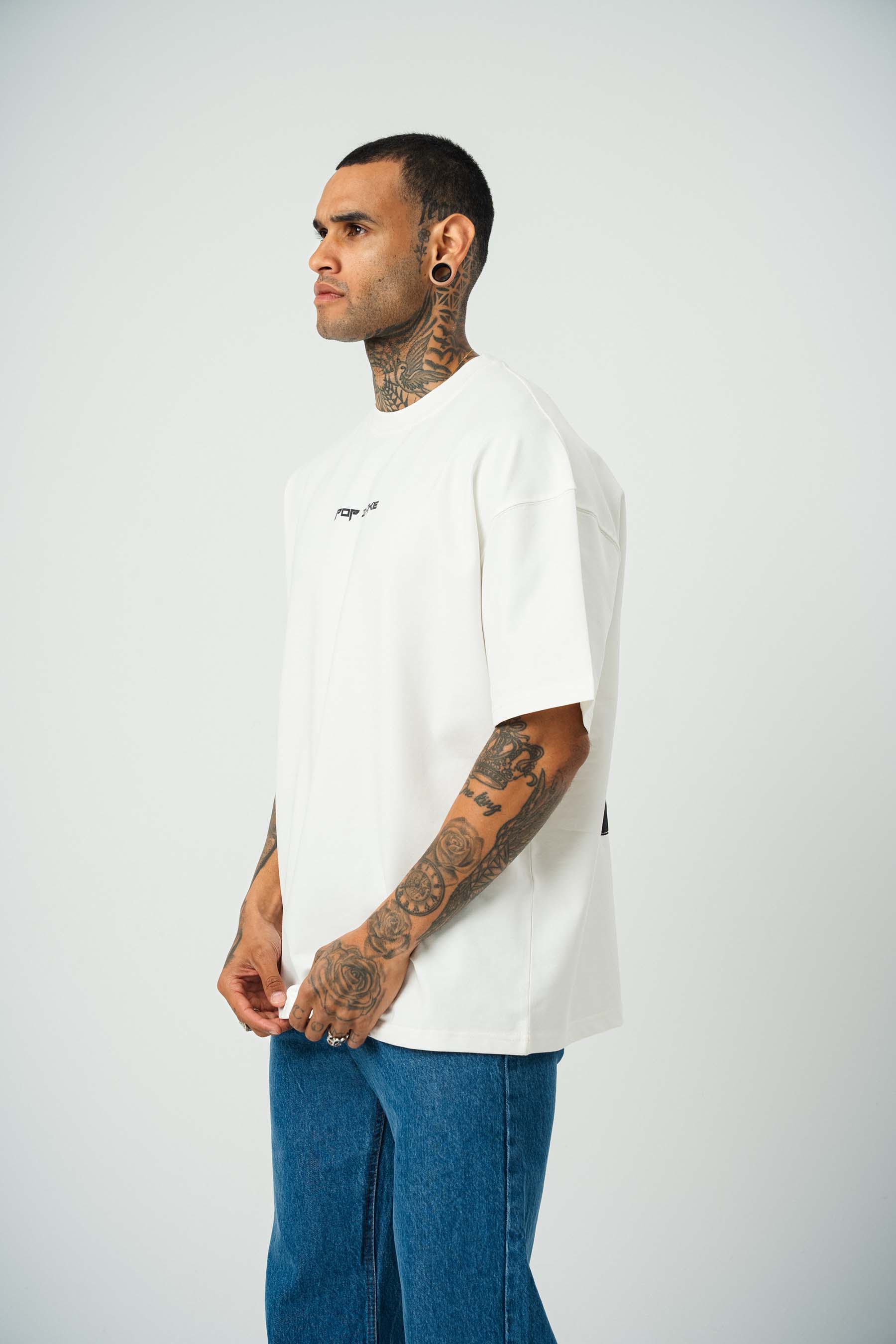 Pop Smoke Baskılı Beyaz Oversize T-Shirt