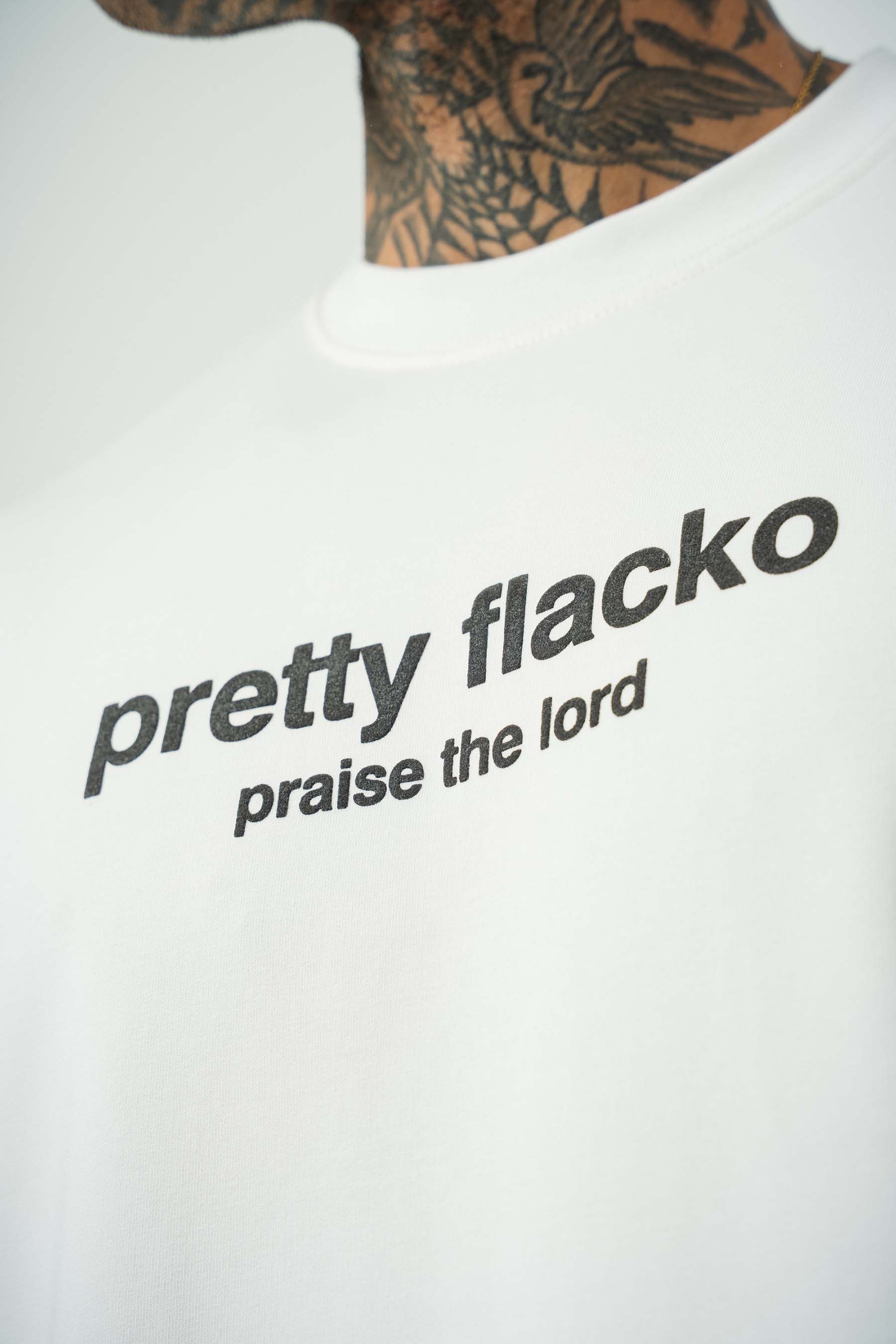 Asap Pretty Flecko Baskılı Beyaz Oversize T-Shirt