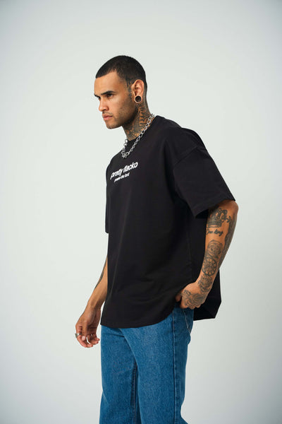 Asap Pretty Flecko Baskılı Siyah Oversize T-Shirt