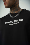 Asap Pretty Flecko Baskılı Siyah Oversize T-Shirt