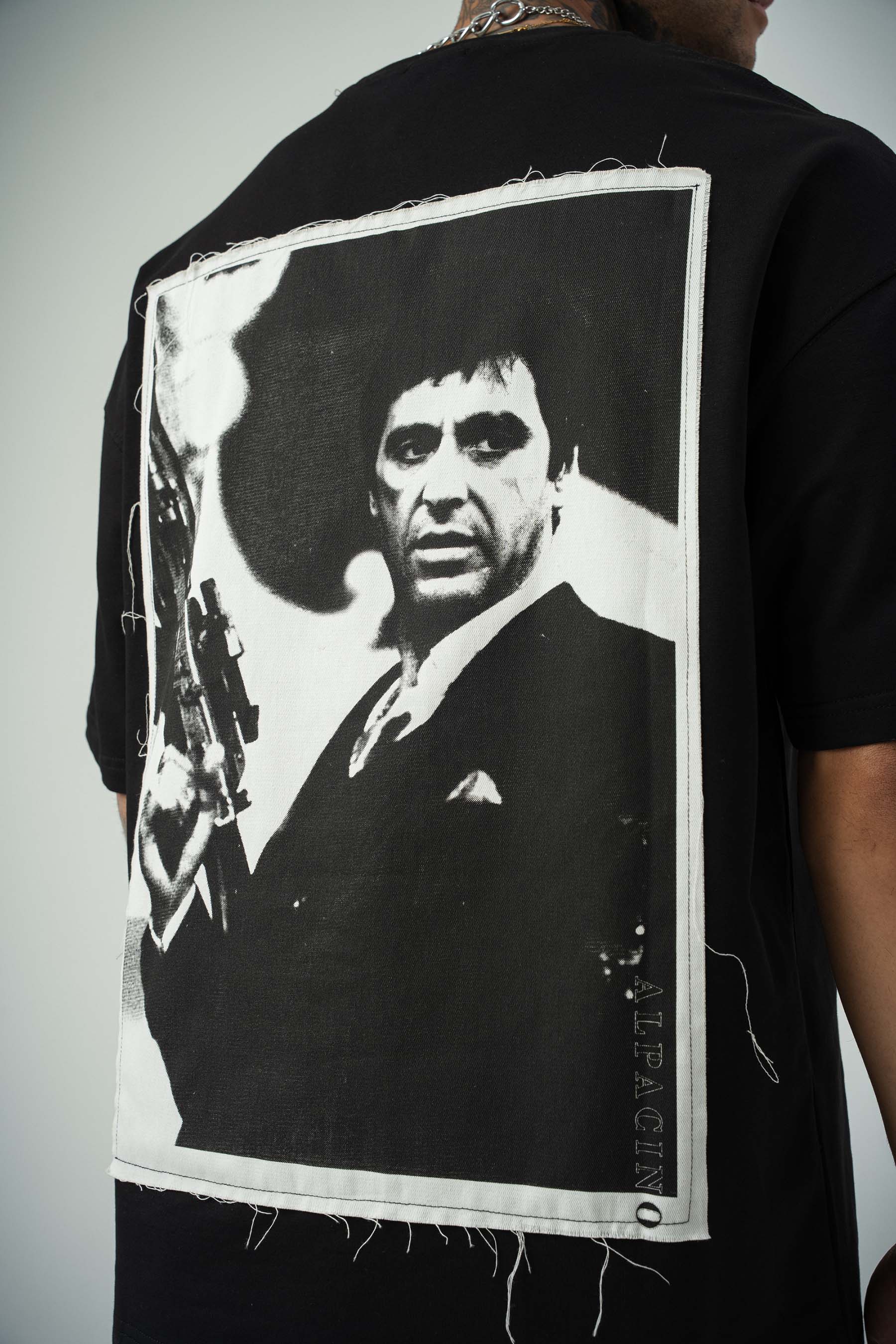 Scarface Baskılı Siyah Oversize T-Shirt
