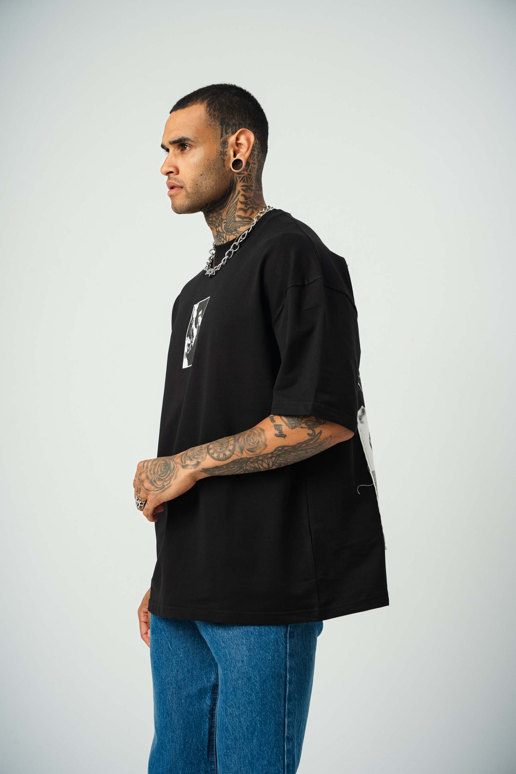 Scarface Baskılı Siyah Oversize T-Shirt