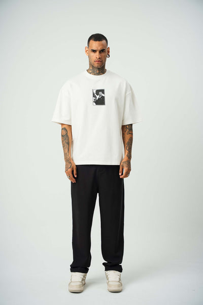 Scarface Baskılı Beyaz Oversize T-Shirt
