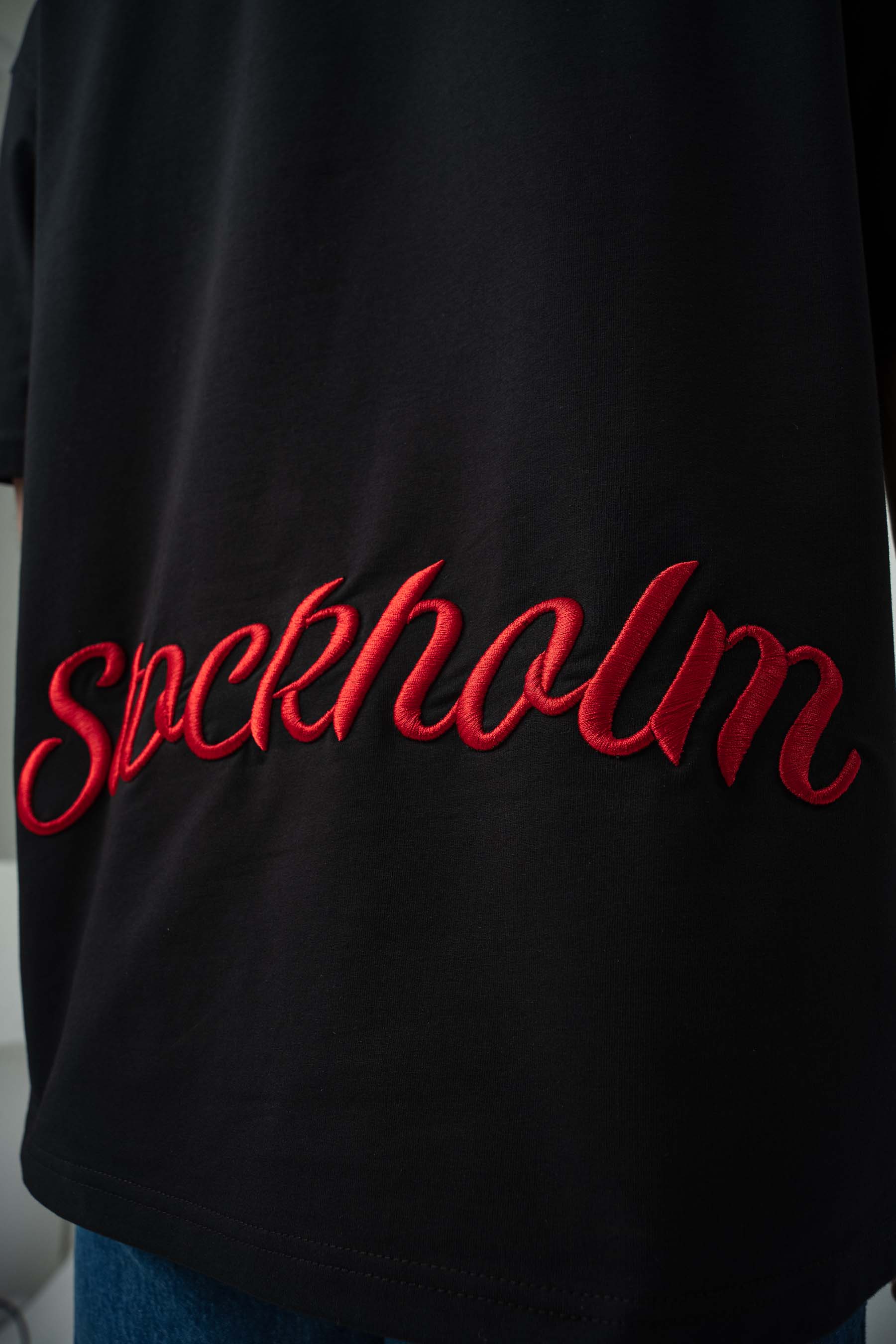 Stockholm Baskılı Siyah Oversize T-Shirt