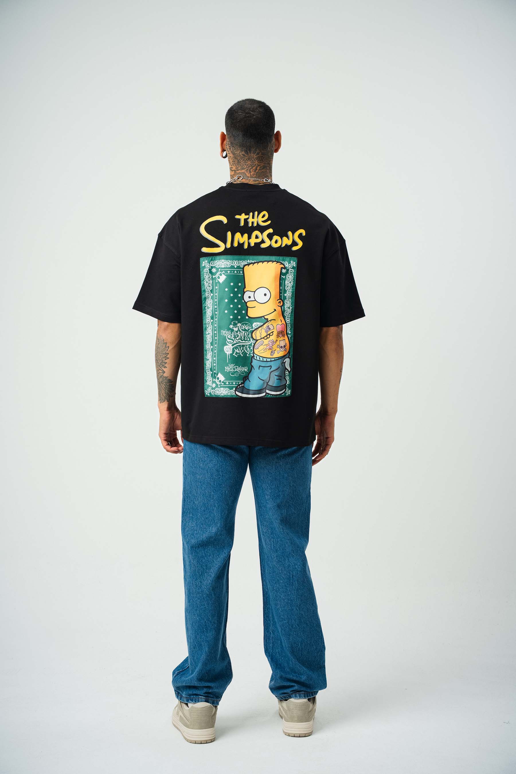 The Simpsons Baskılı Siyah Oversize T-Shirt