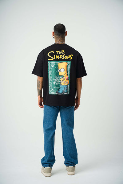 The Simpsons Baskılı Siyah Oversize T-Shirt