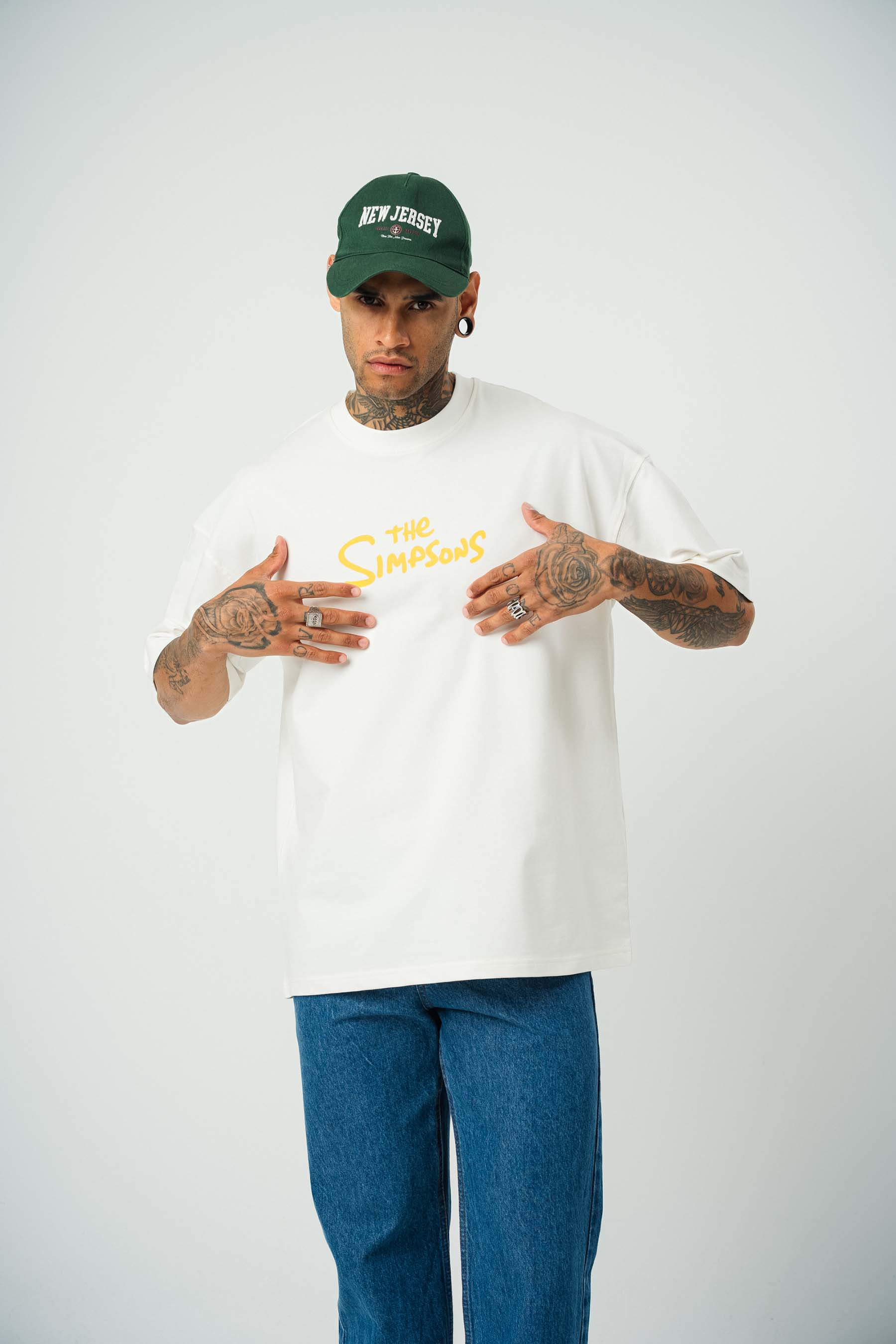 The Simpsons Baskılı Beyaz Oversize T-Shirt