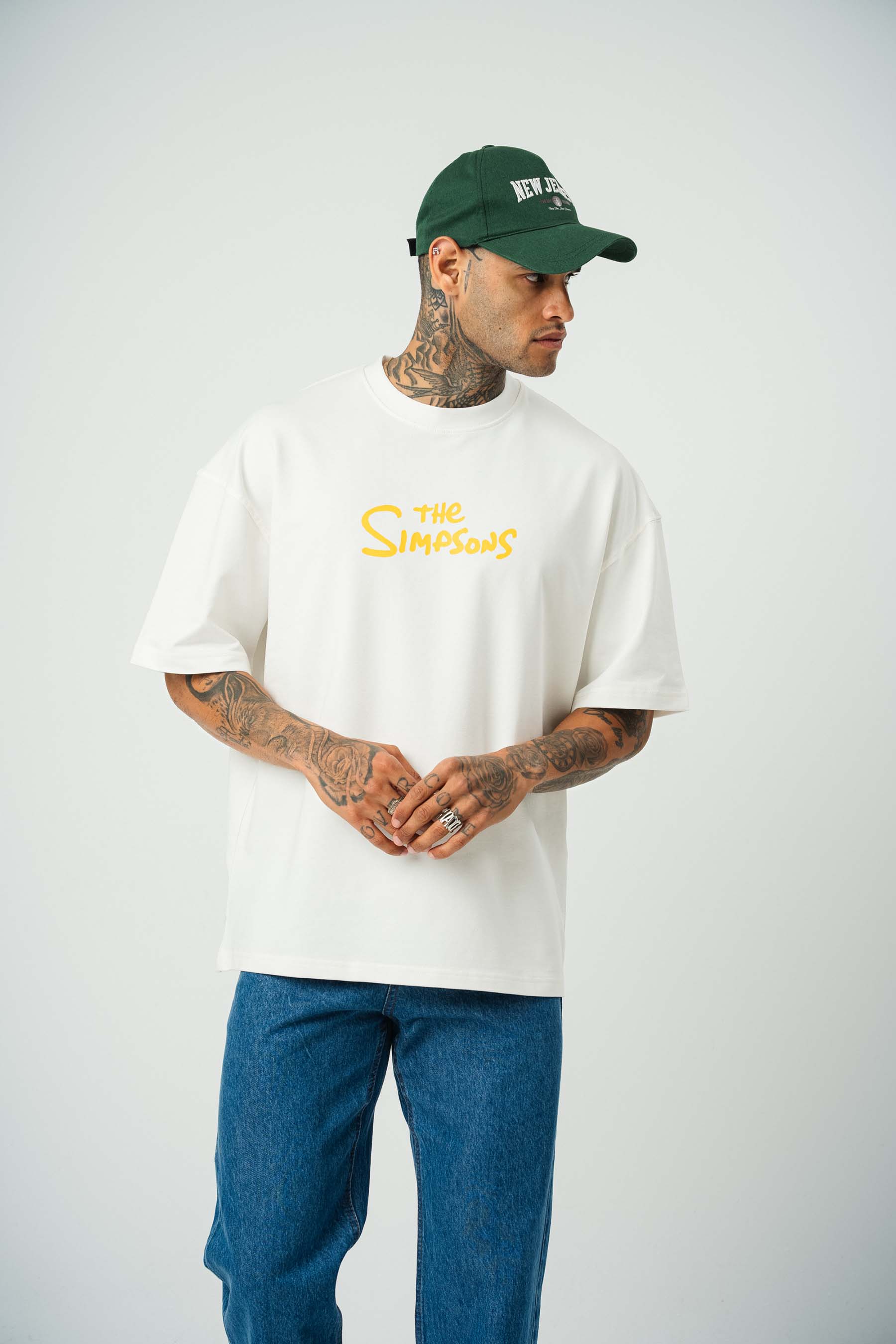 The Simpsons Baskılı Beyaz Oversize T-Shirt