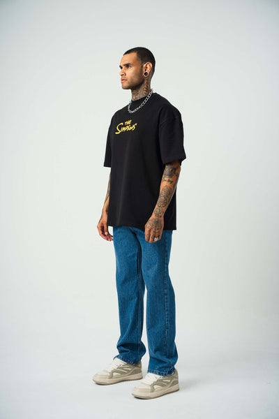 The Simpsons Baskılı Siyah Oversize T-Shirt