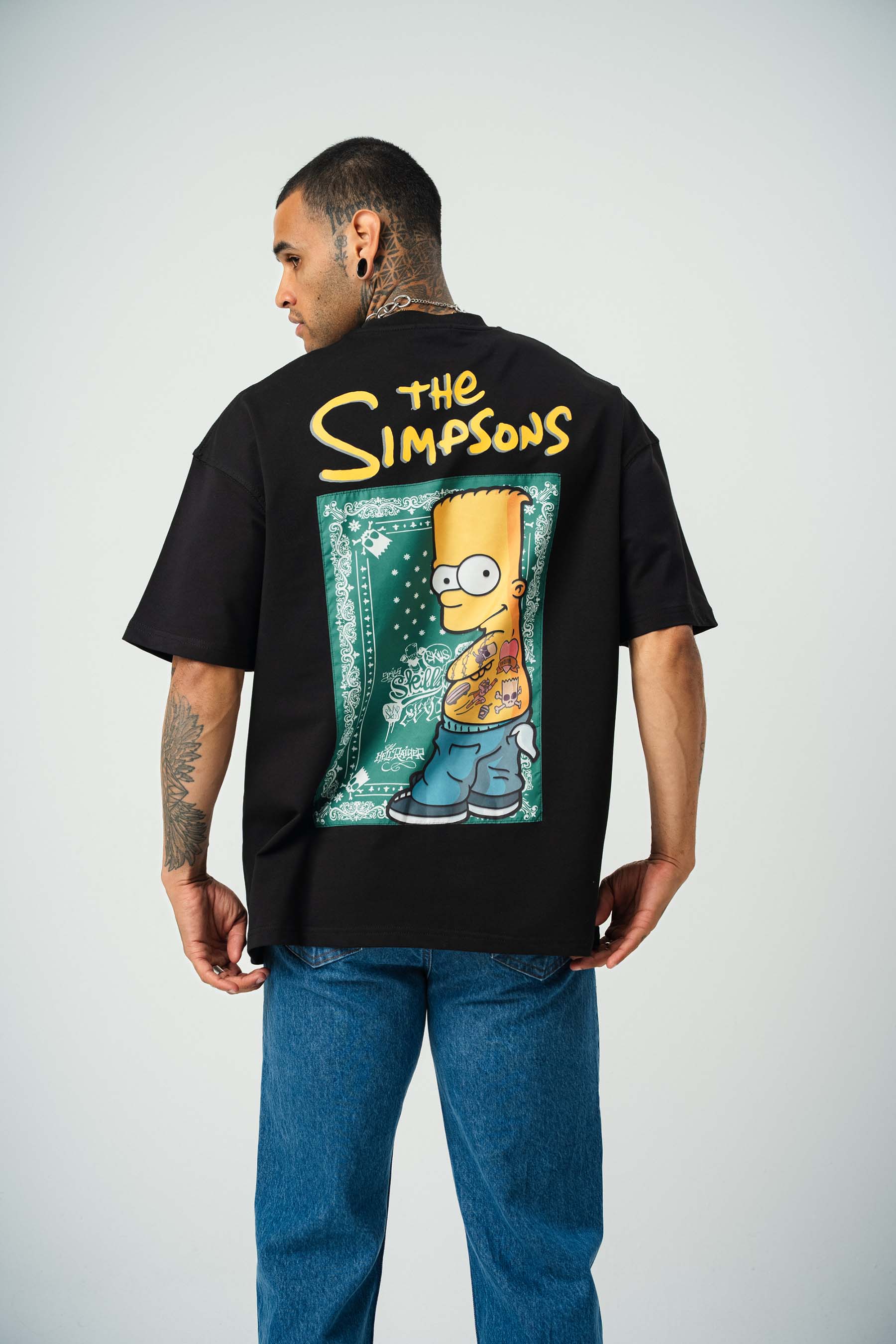 The Simpsons Baskılı Siyah Oversize T-Shirt