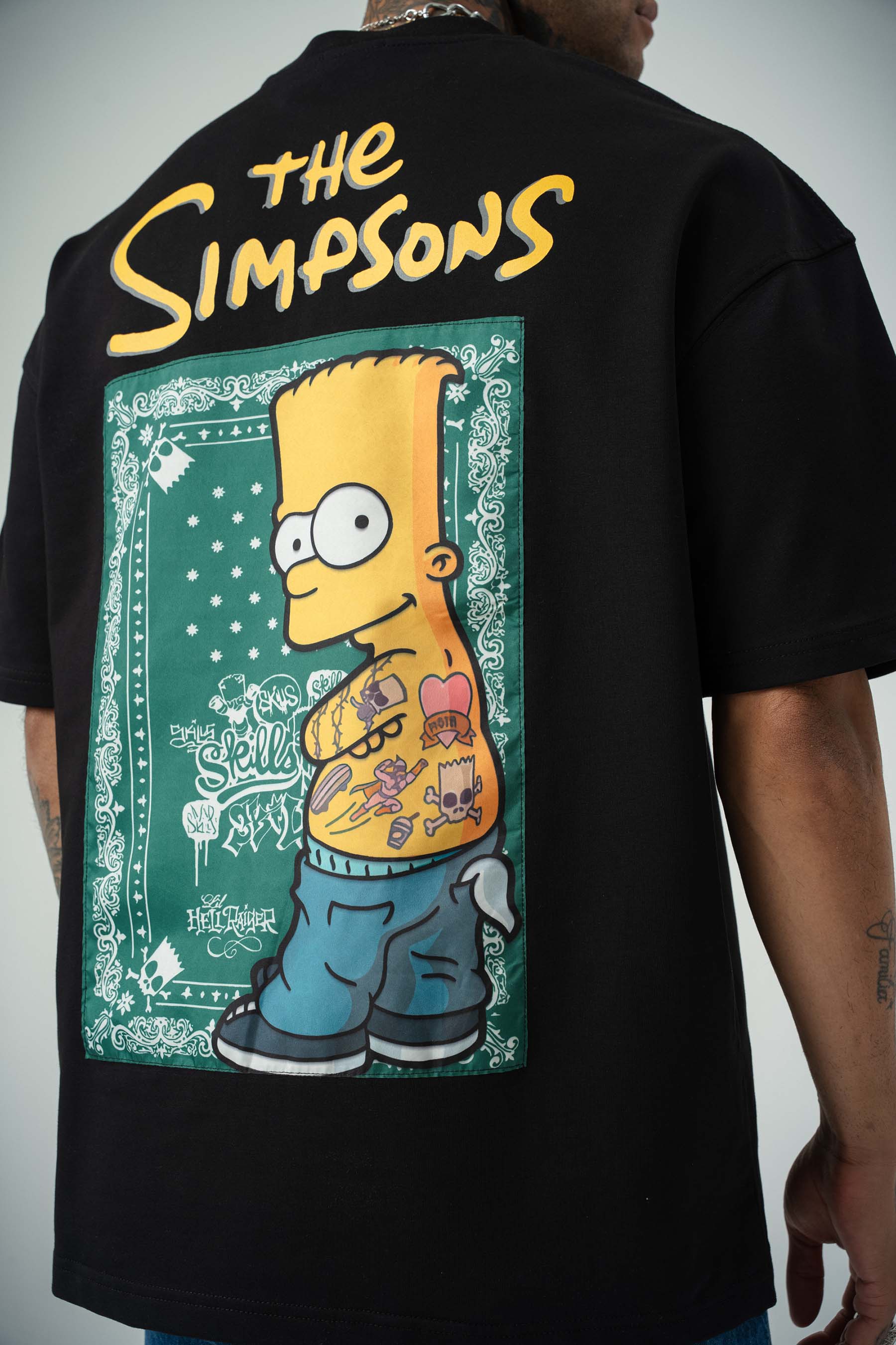 The Simpsons Baskılı Siyah Oversize T-Shirt