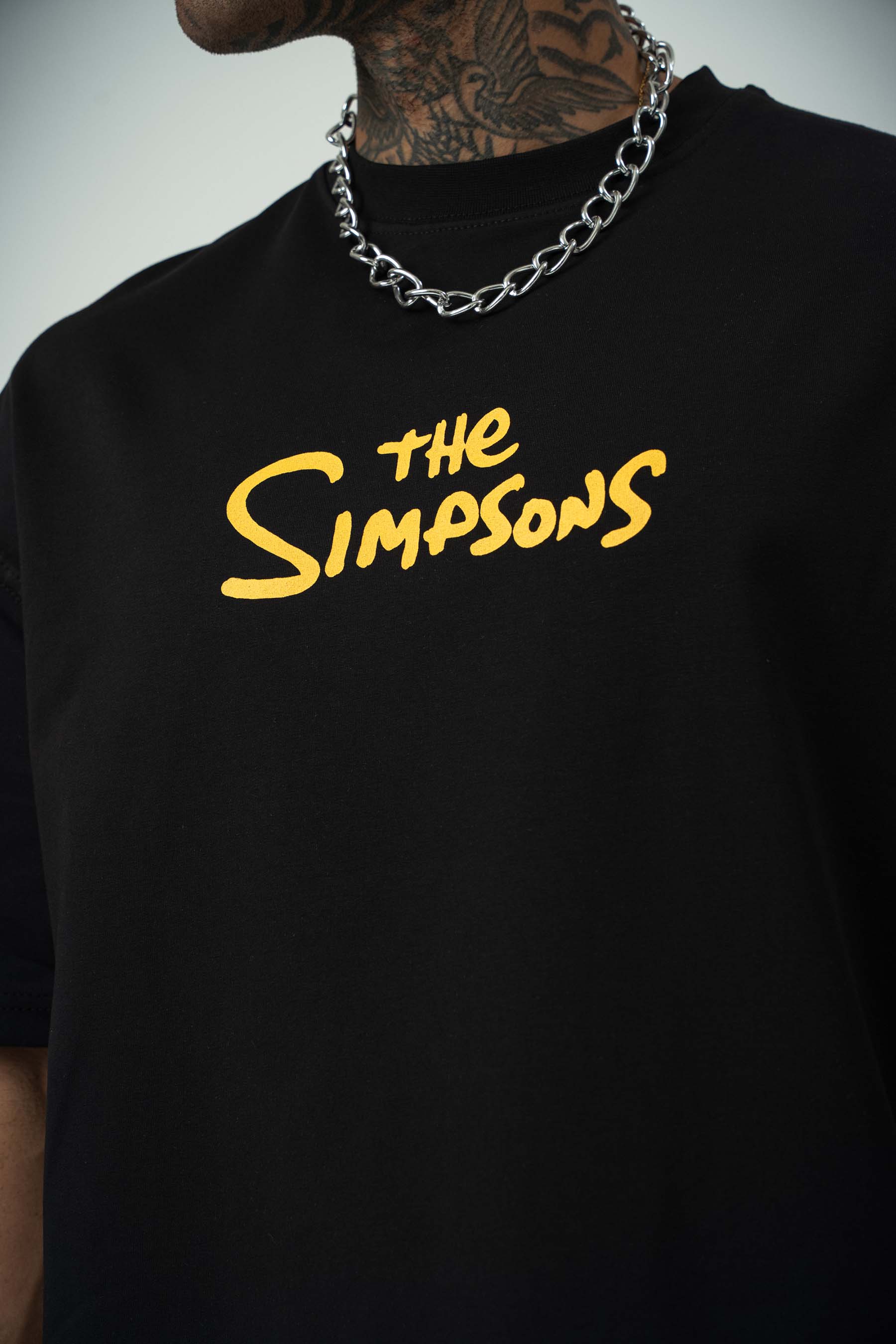 The Simpsons Baskılı Siyah Oversize T-Shirt