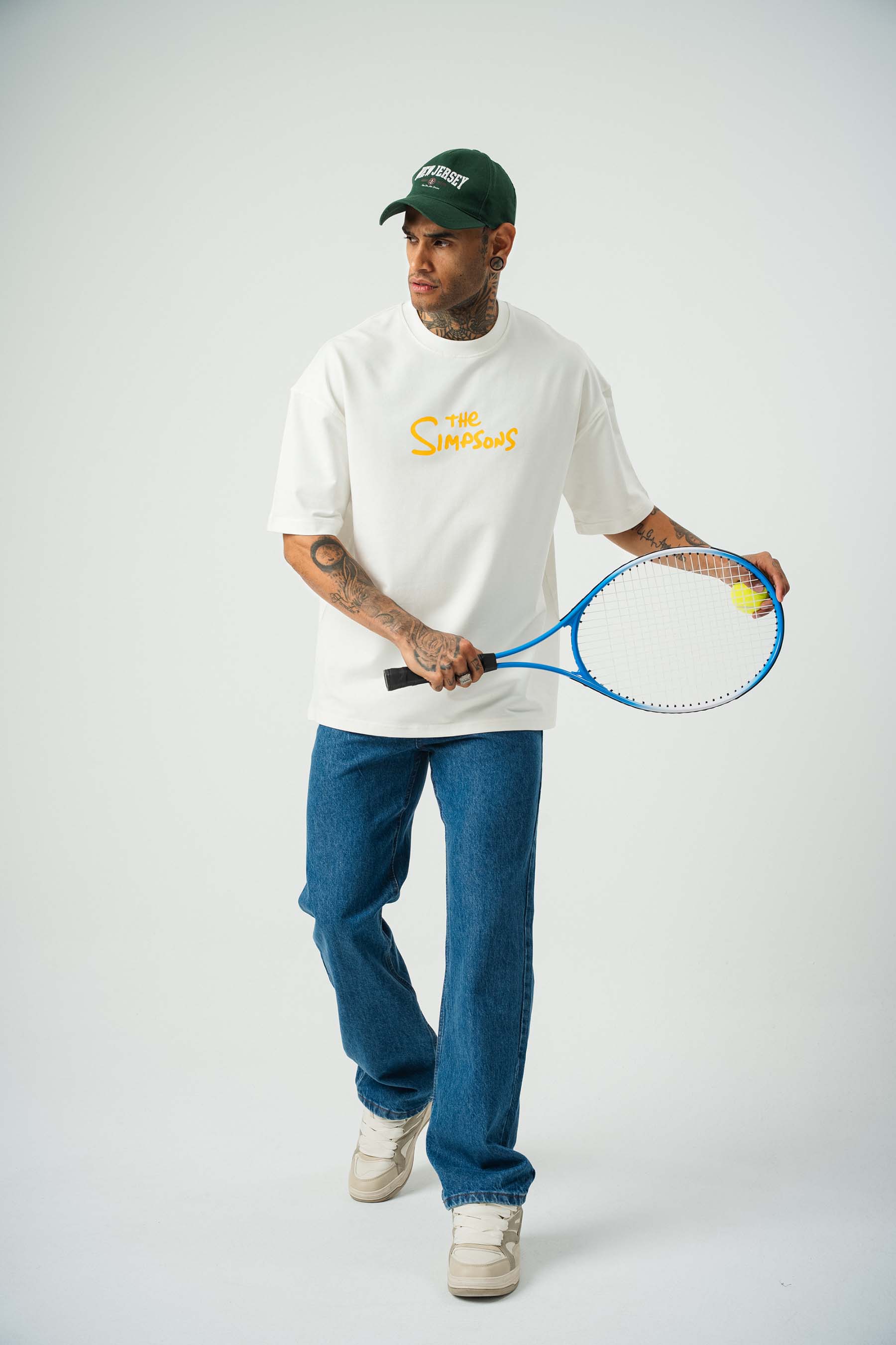 The Simpsons Baskılı Beyaz Oversize T-Shirt