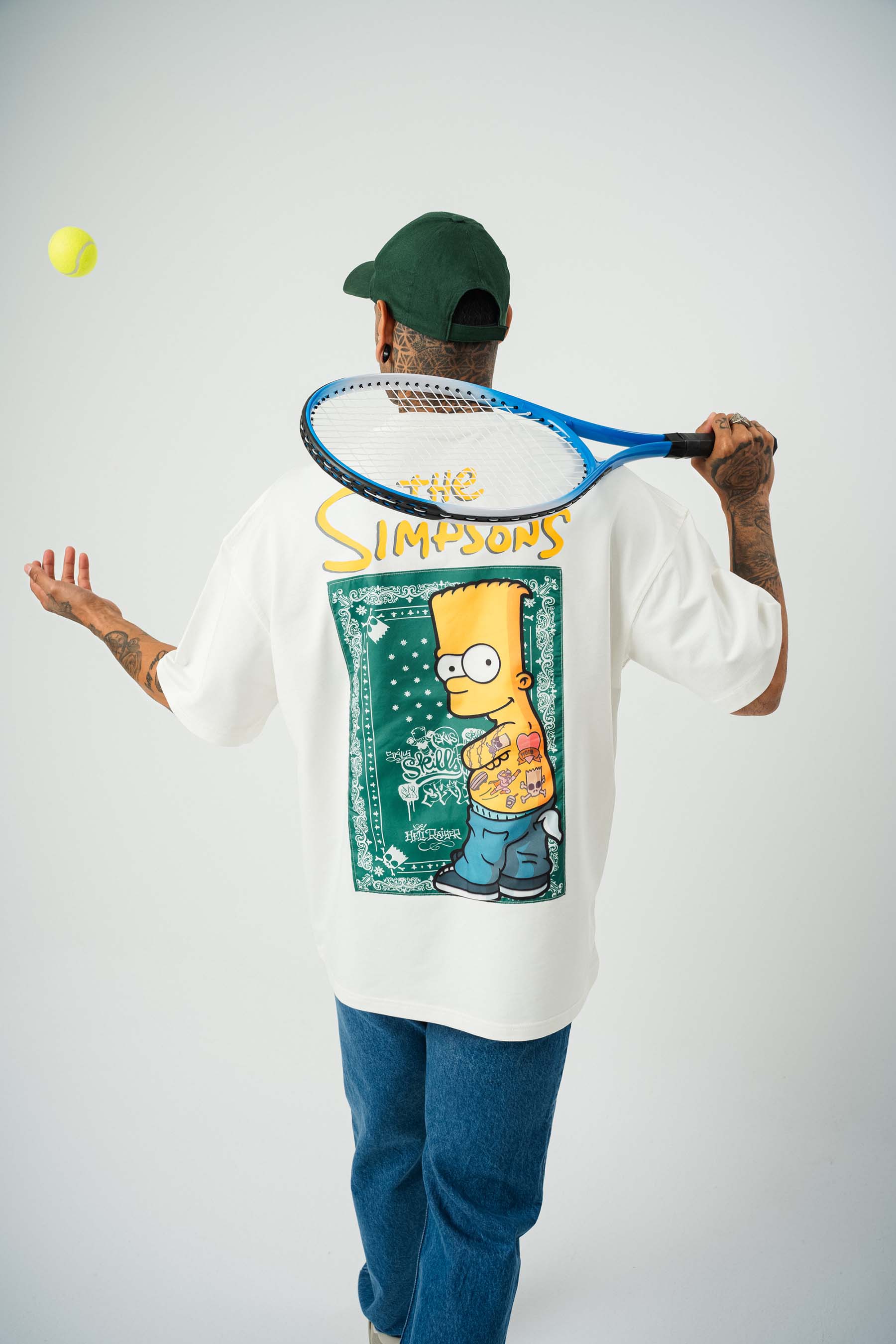 The Simpsons Baskılı Beyaz Oversize T-Shirt