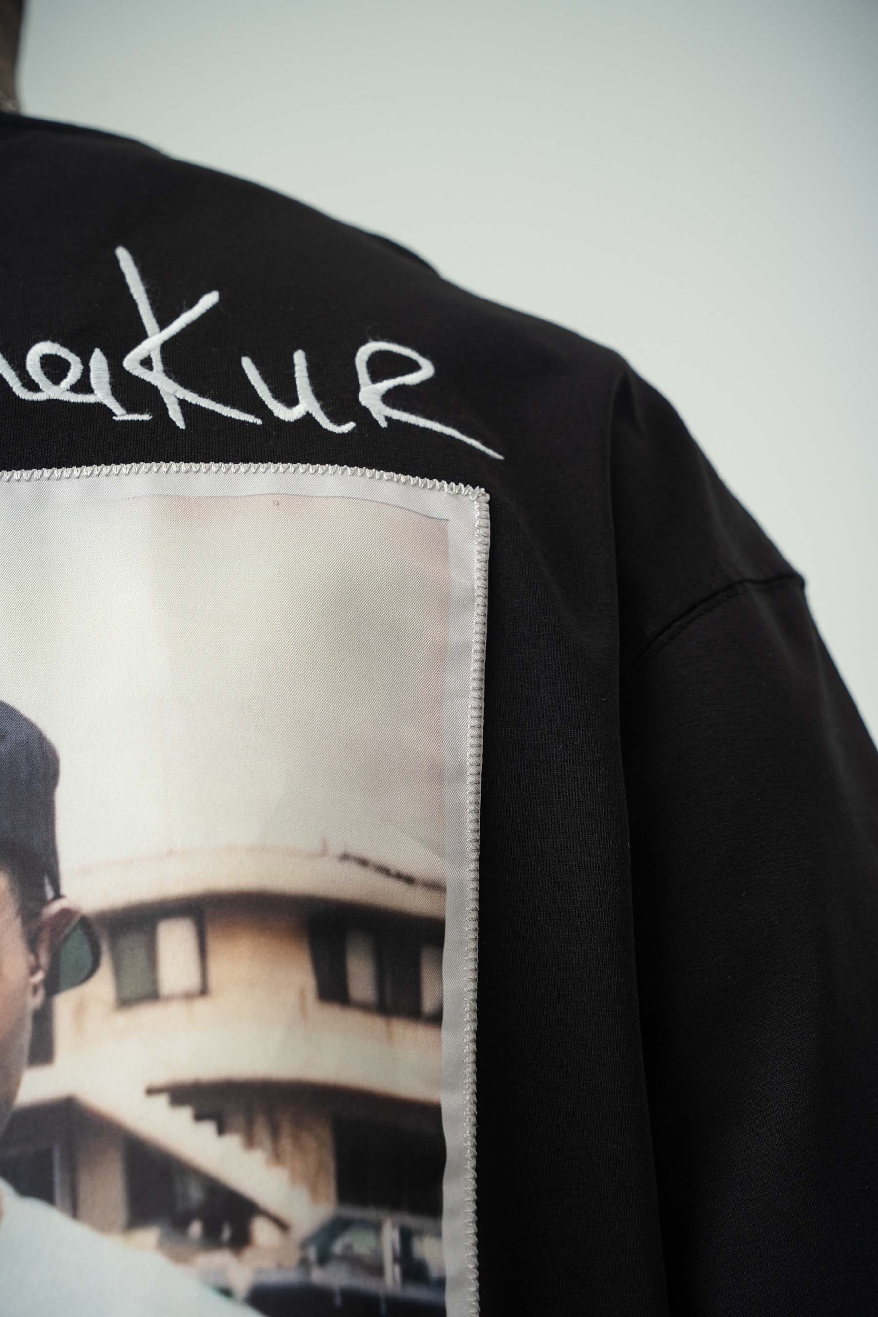 Tupac Shekure Baskılı Siyah Oversize T-Shirt