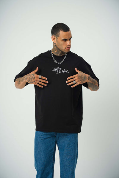 Tupac Shekure Baskılı Siyah Oversize T-Shirt