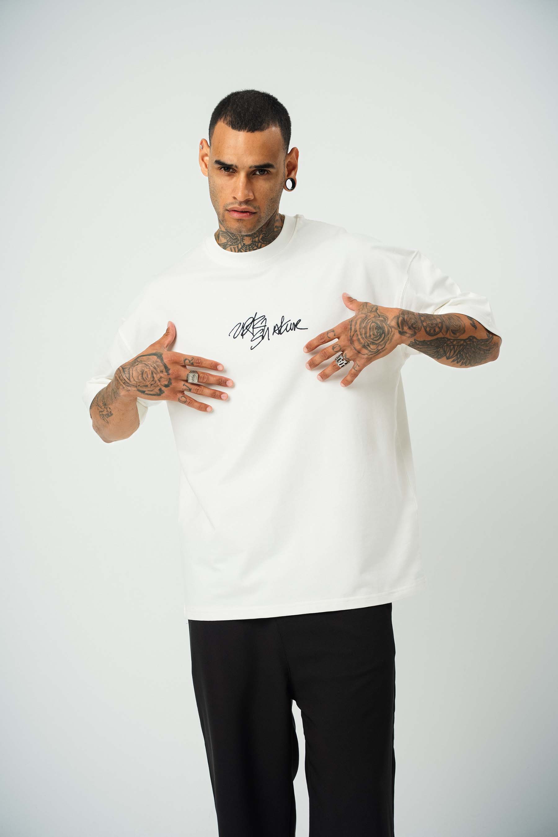 Tupac Shekure Baskılı Beyaz Oversize T-Shirt