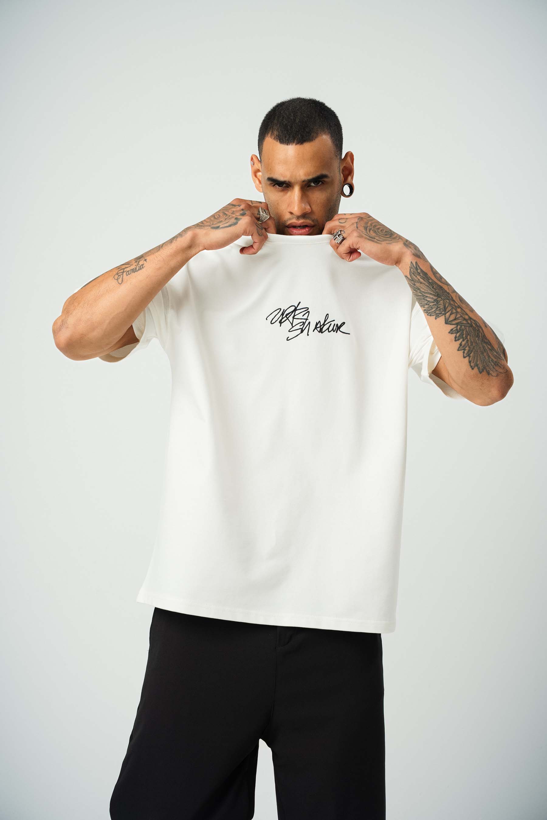 Tupac Shekure Baskılı Beyaz Oversize T-Shirt