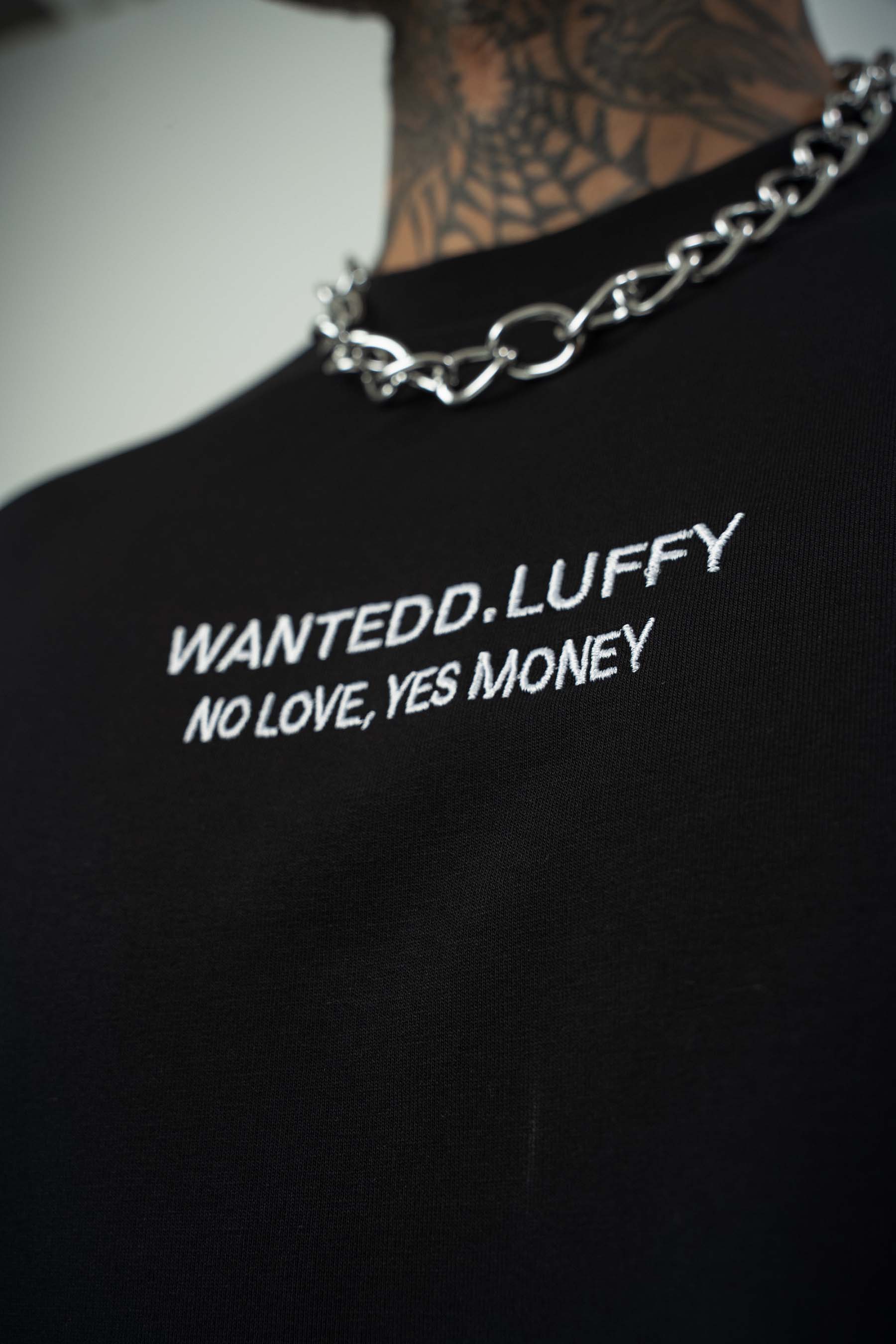 Wanted D.Luffy Baskılı Siyah Oversize T-Shirt