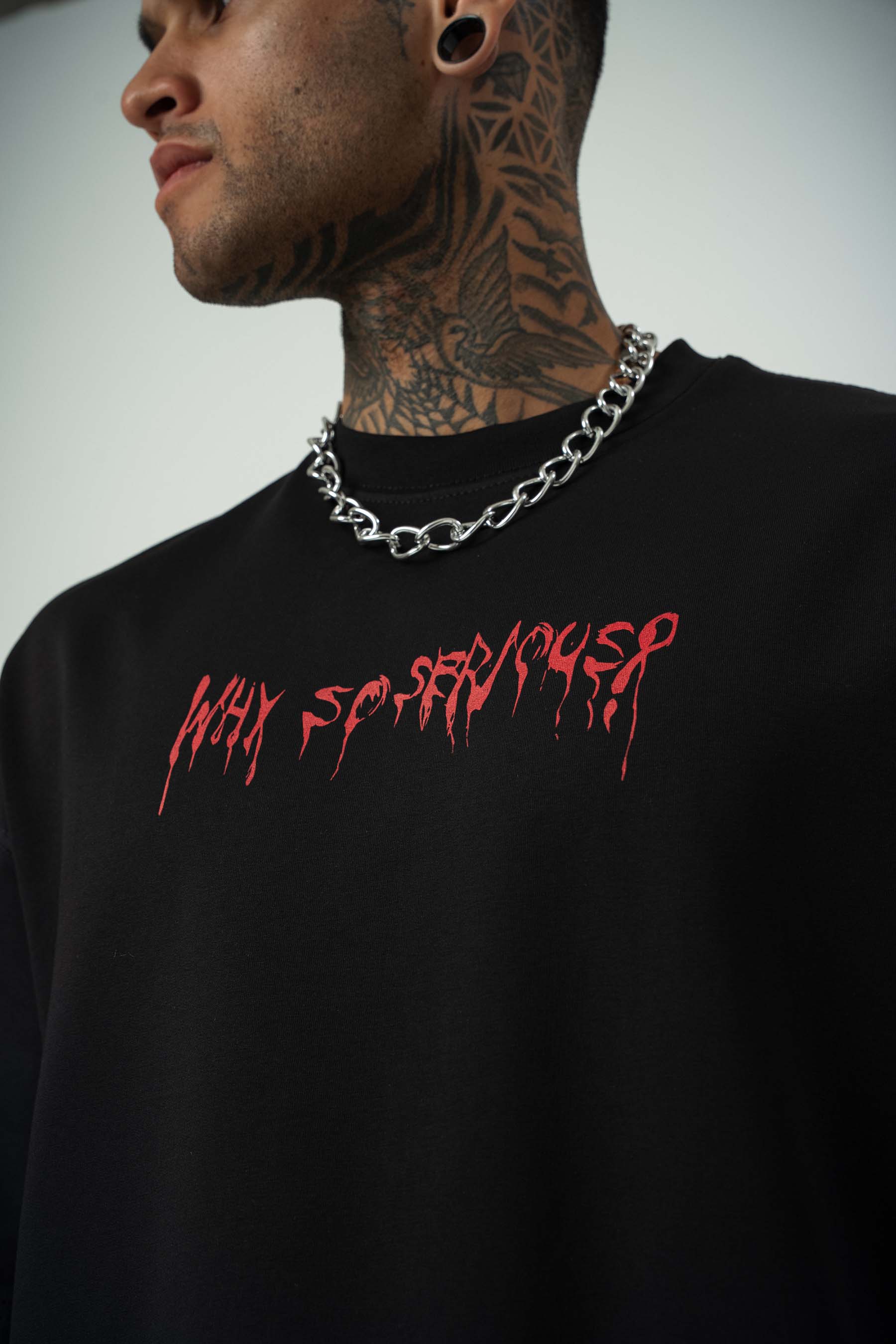 Why So Serius Baskılı Siyah Oversize T-Shirt