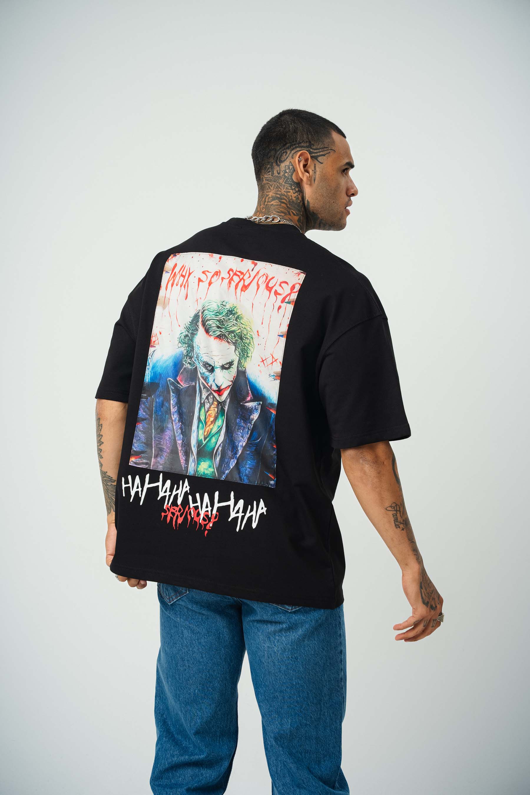 Why So Serius Baskılı Siyah Oversize T-Shirt