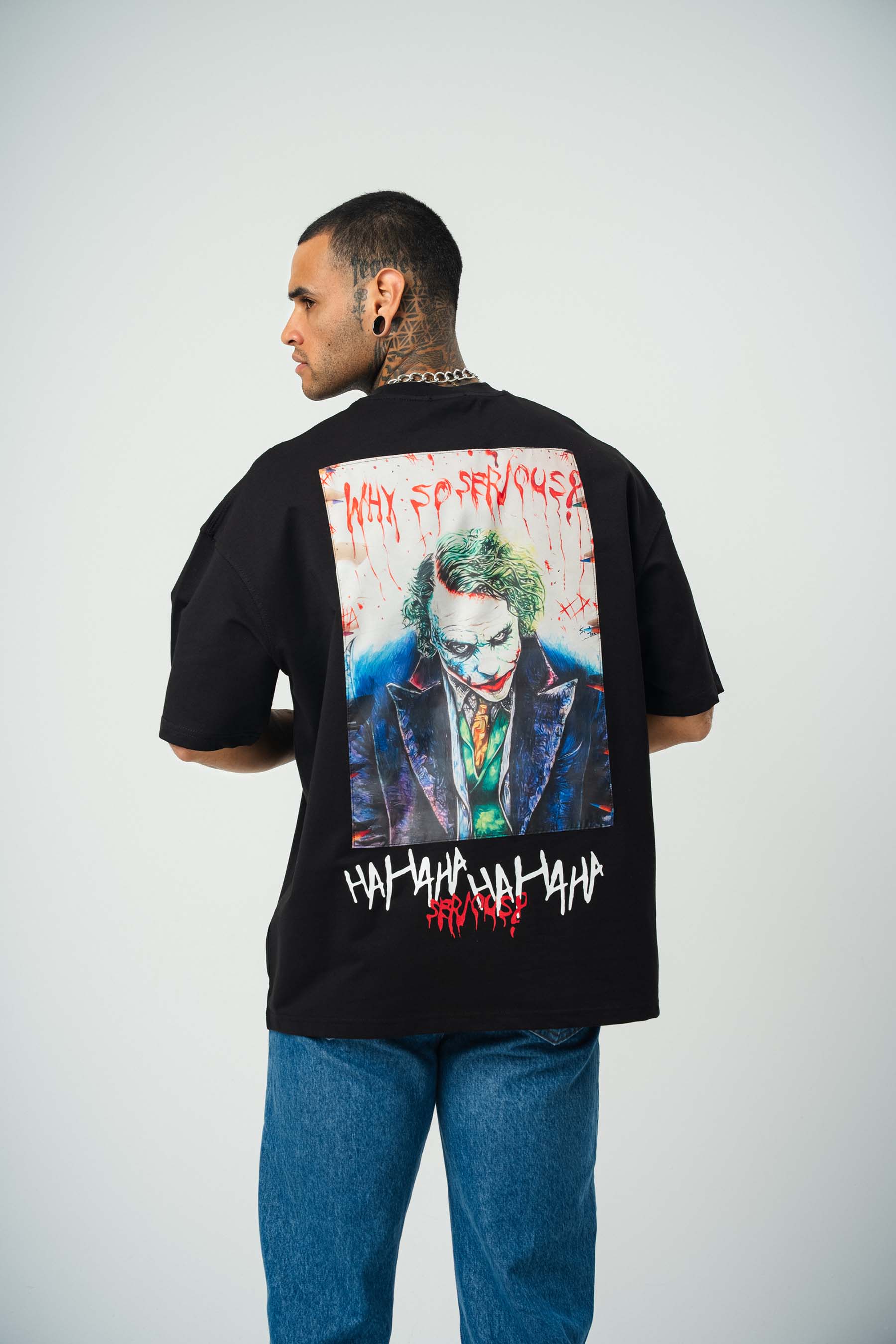 Why So Serius Baskılı Siyah Oversize T-Shirt
