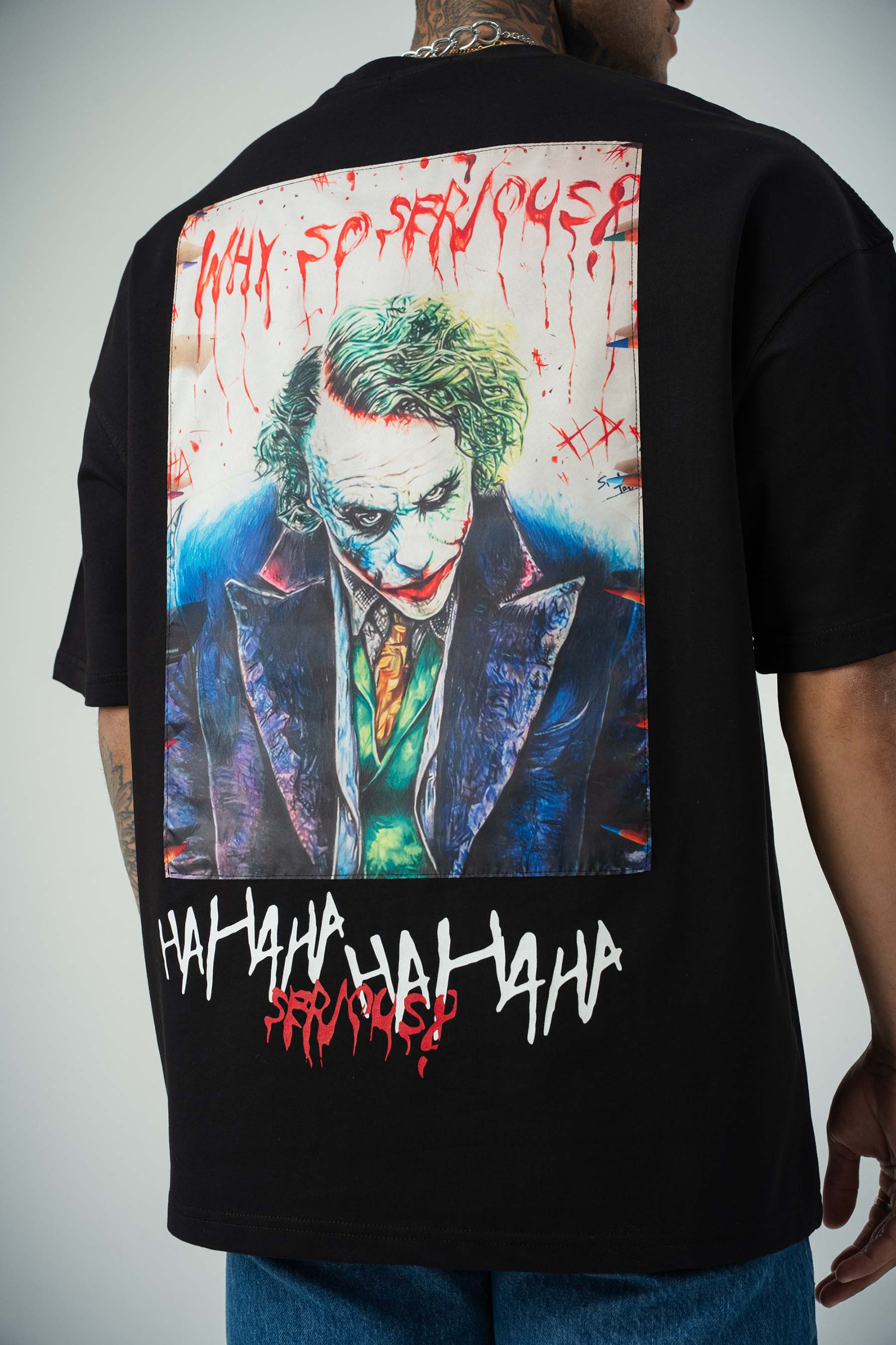 Why So Serius Baskılı Siyah Oversize T-Shirt