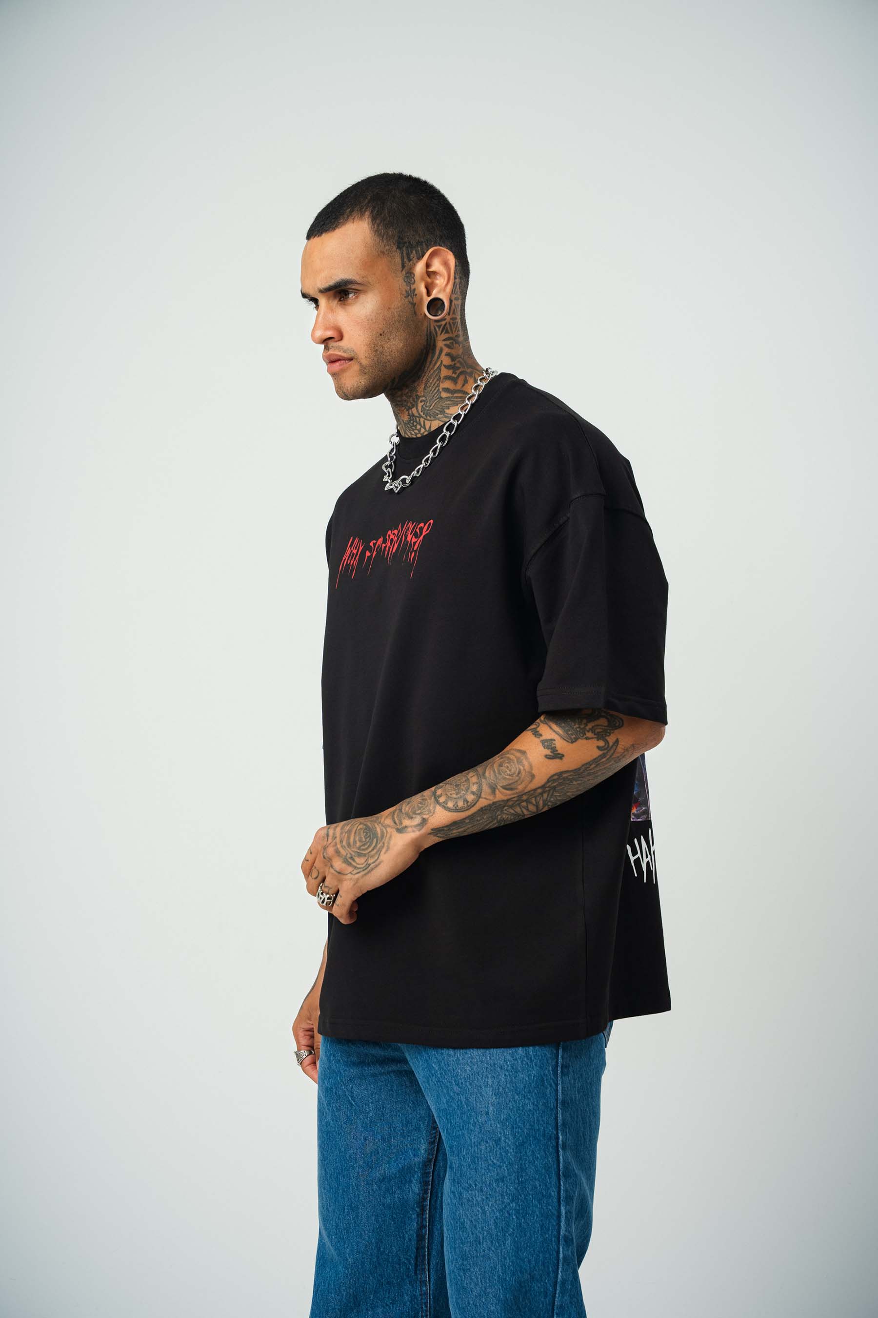 Why So Serius Baskılı Siyah Oversize T-Shirt