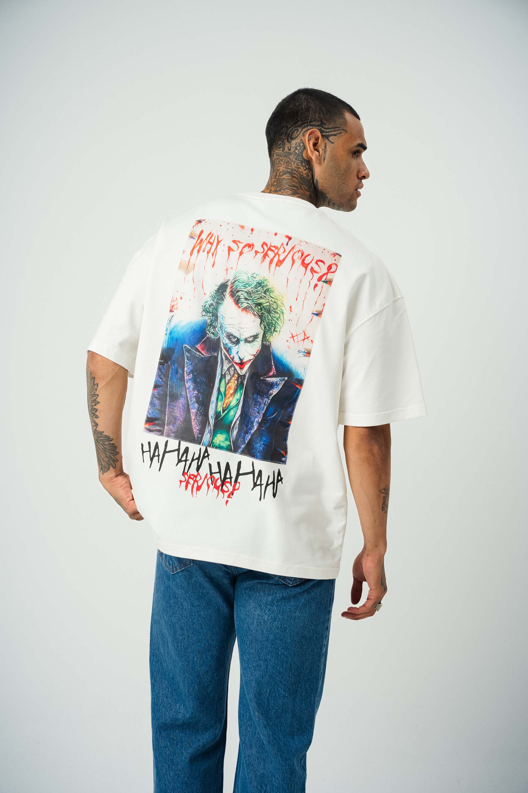 Why So Serius Baskılı Beyaz Oversize T-Shirt