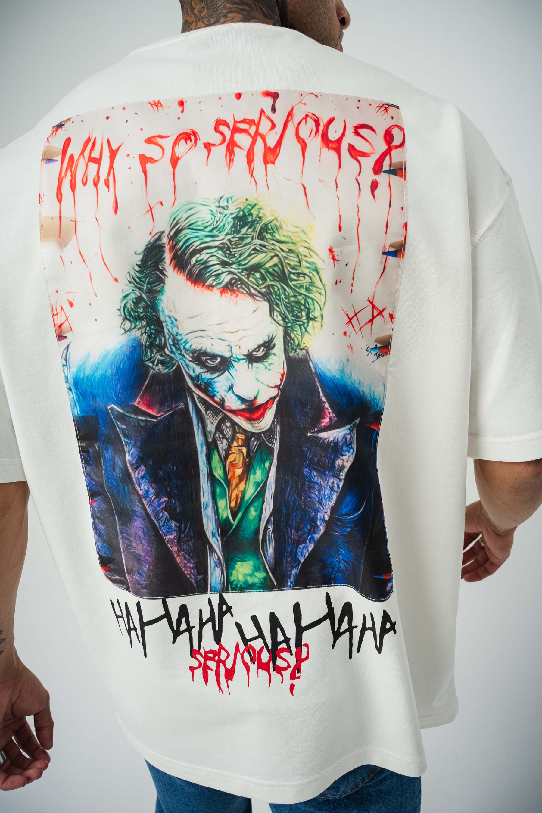 Why So Serius Baskılı Beyaz Oversize T-Shirt