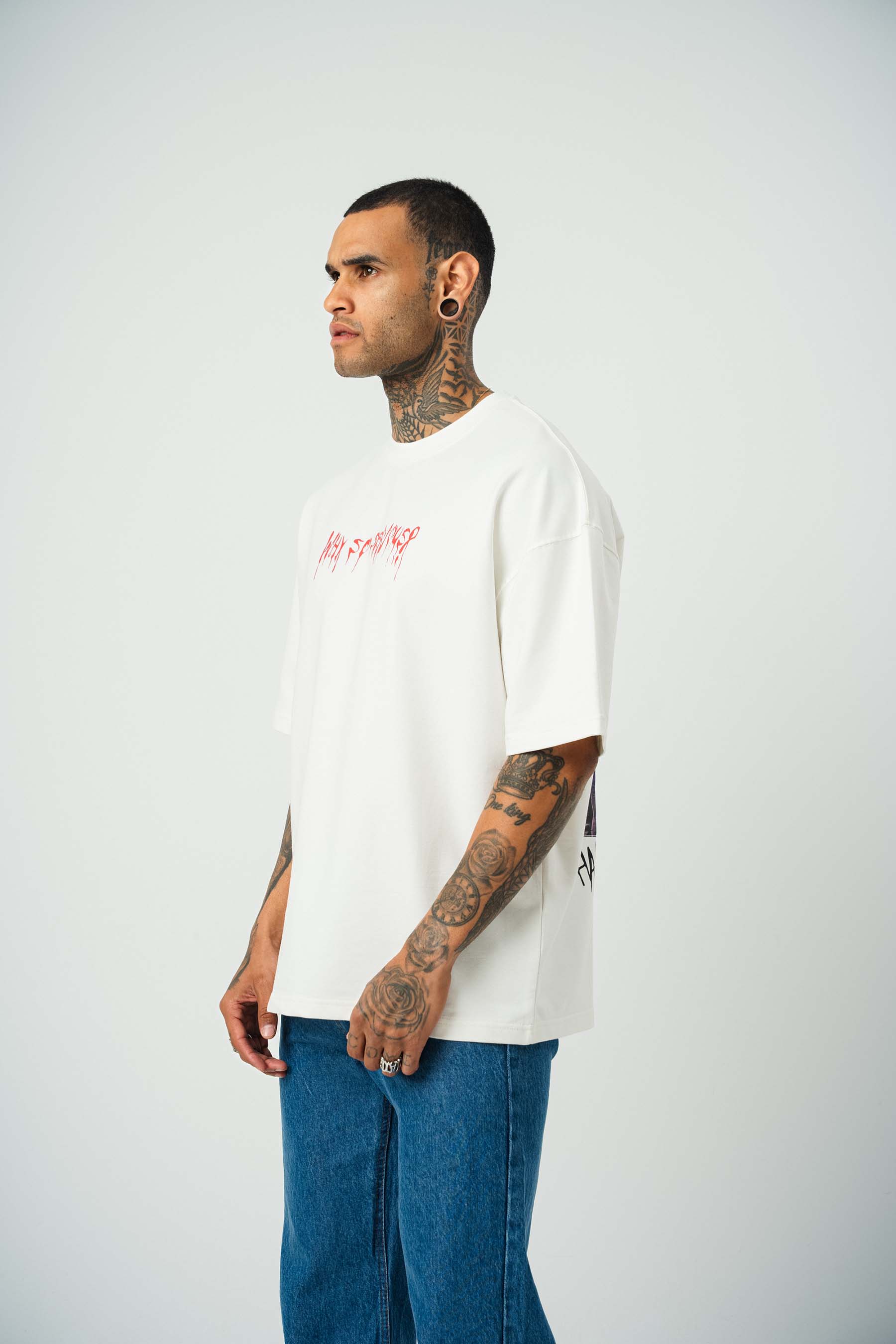 Why So Serius Baskılı Beyaz Oversize T-Shirt