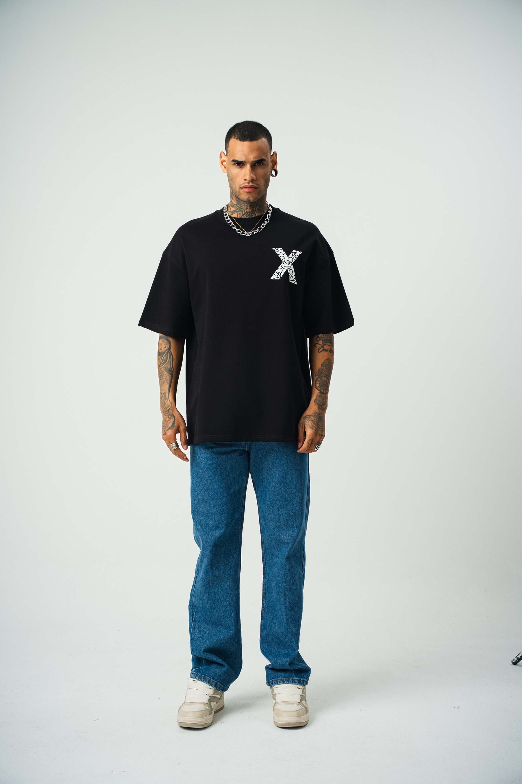 X Very Cool Boys Baskılı Siyah Oversize T-Shirt
