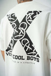X Very Cool Boys Baskılı Beyaz Oversize T-Shirt