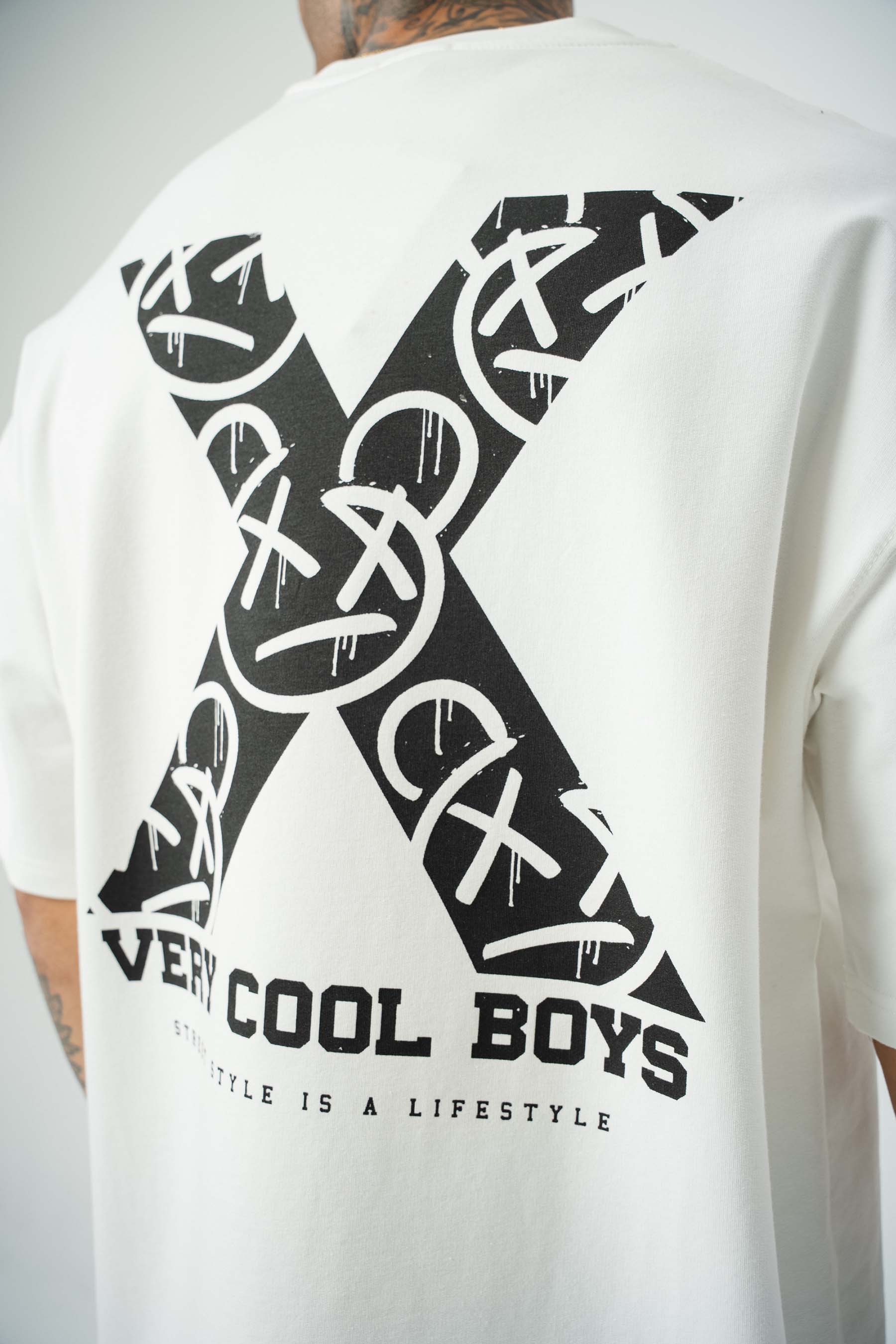 X Very Cool Boys Baskılı Beyaz Oversize T-Shirt