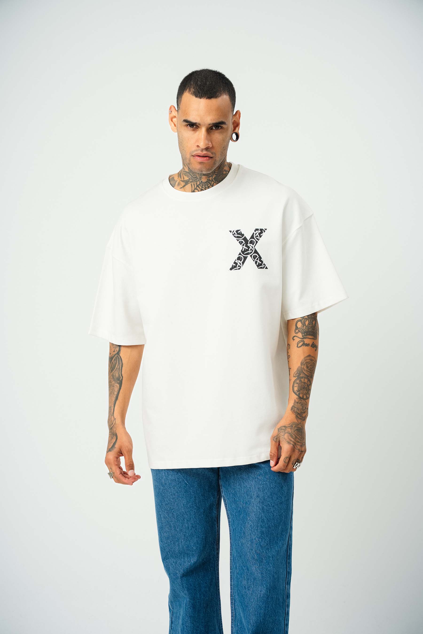 X Very Cool Boys Baskılı Beyaz Oversize T-Shirt