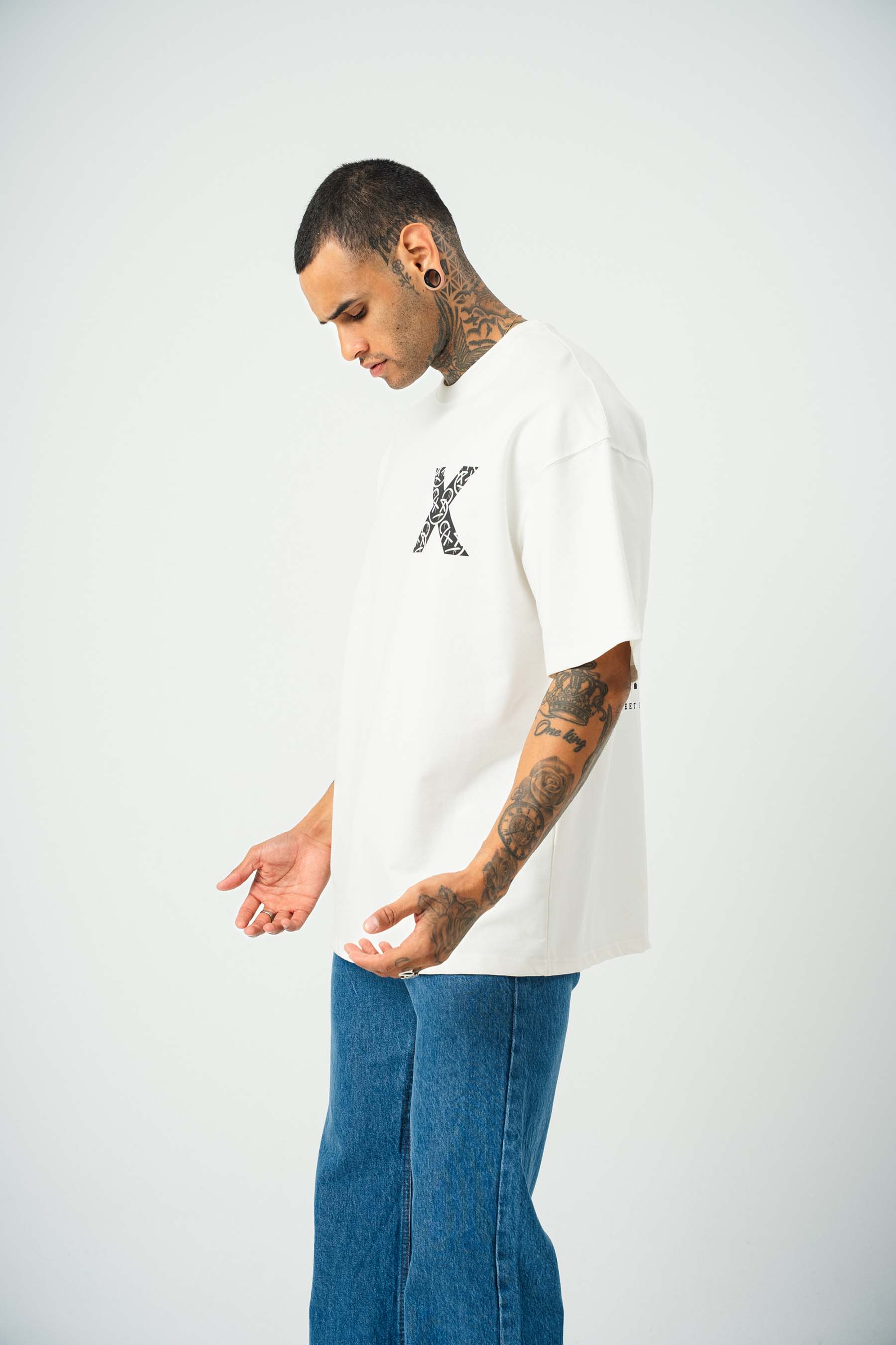 X Very Cool Boys Baskılı Beyaz Oversize T-Shirt