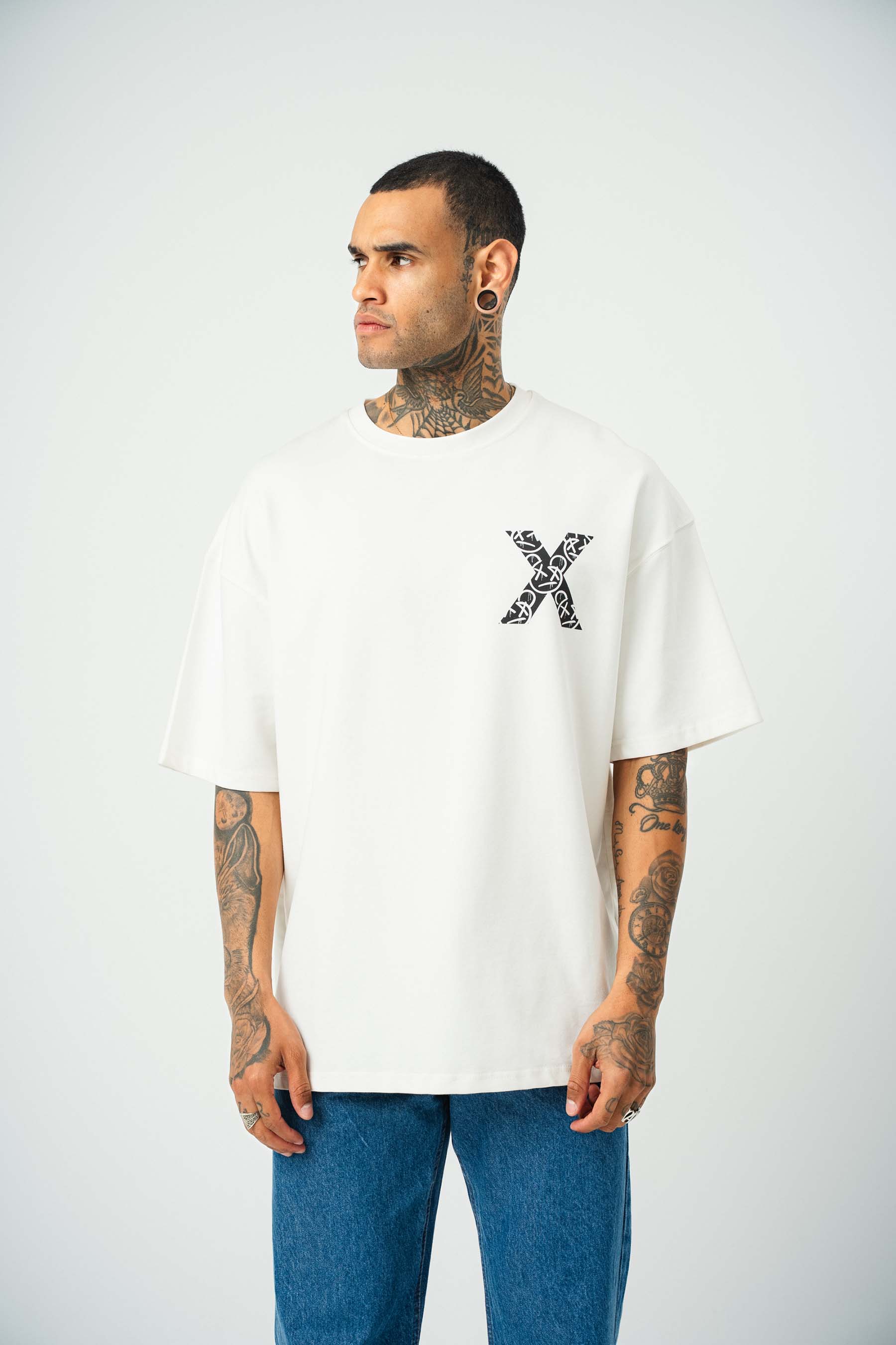 X Very Cool Boys Baskılı Beyaz Oversize T-Shirt